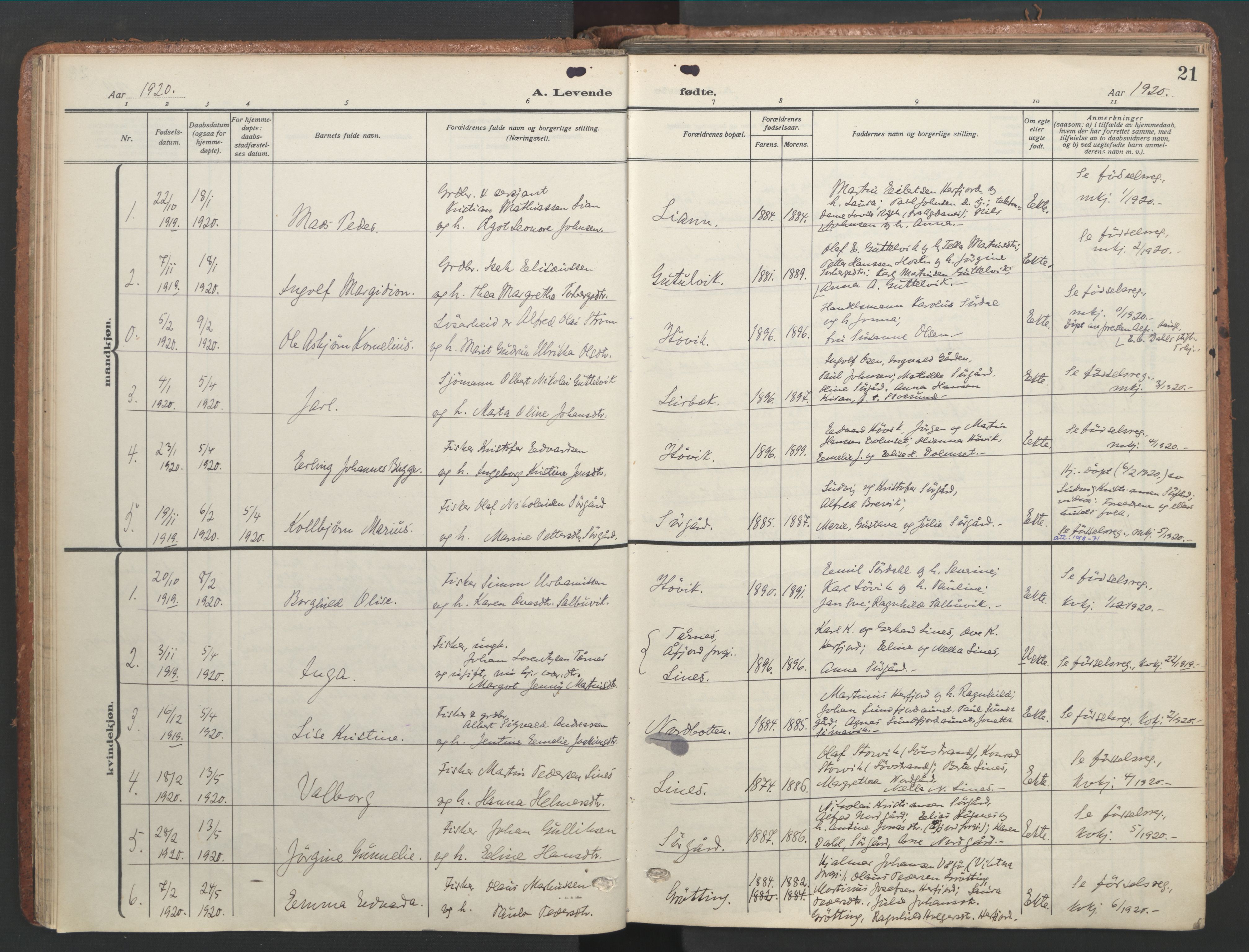 Ministerialprotokoller, klokkerbøker og fødselsregistre - Sør-Trøndelag, SAT/A-1456/656/L0694: Parish register (official) no. 656A03, 1914-1931, p. 21