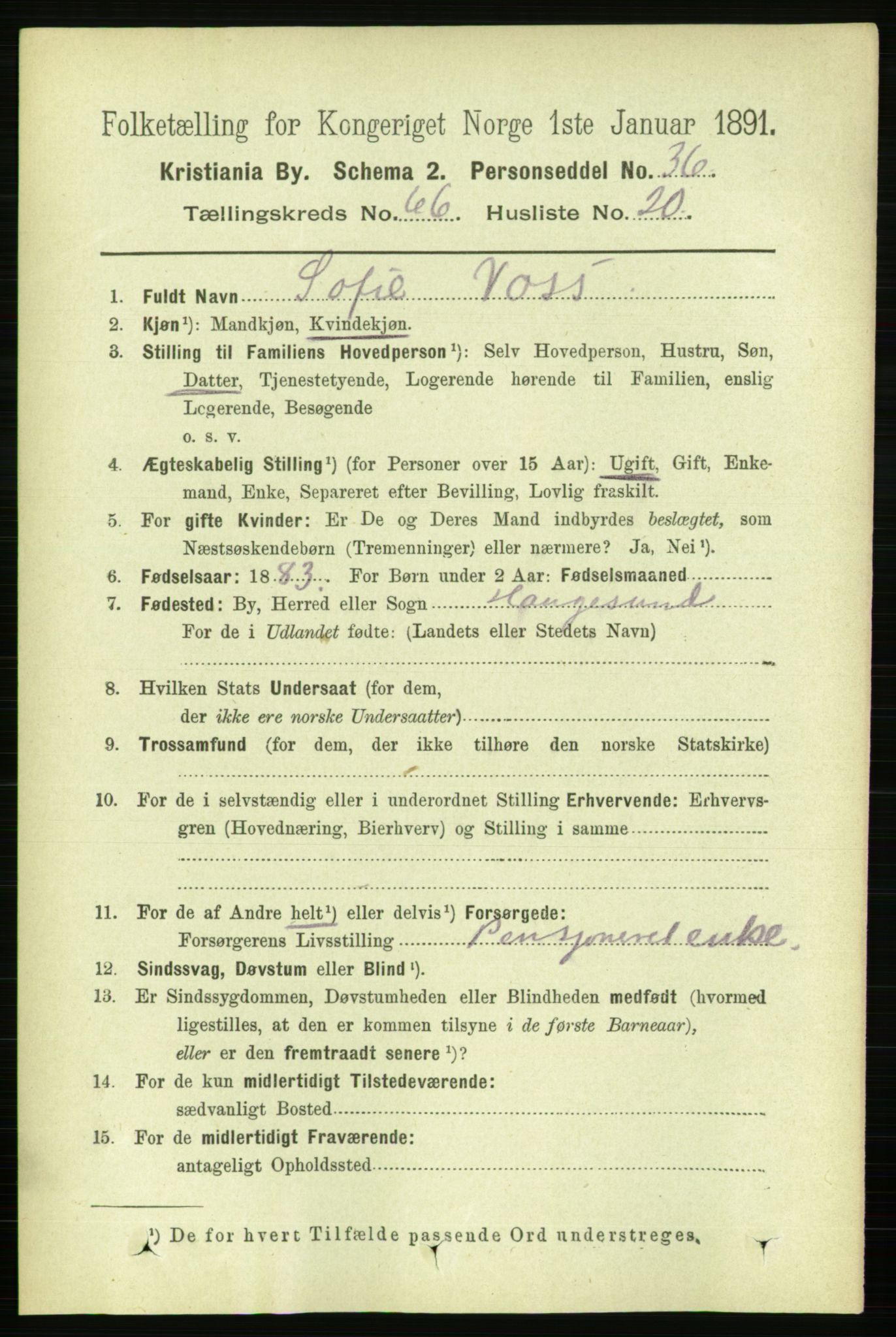 RA, 1891 census for 0301 Kristiania, 1891, p. 36002