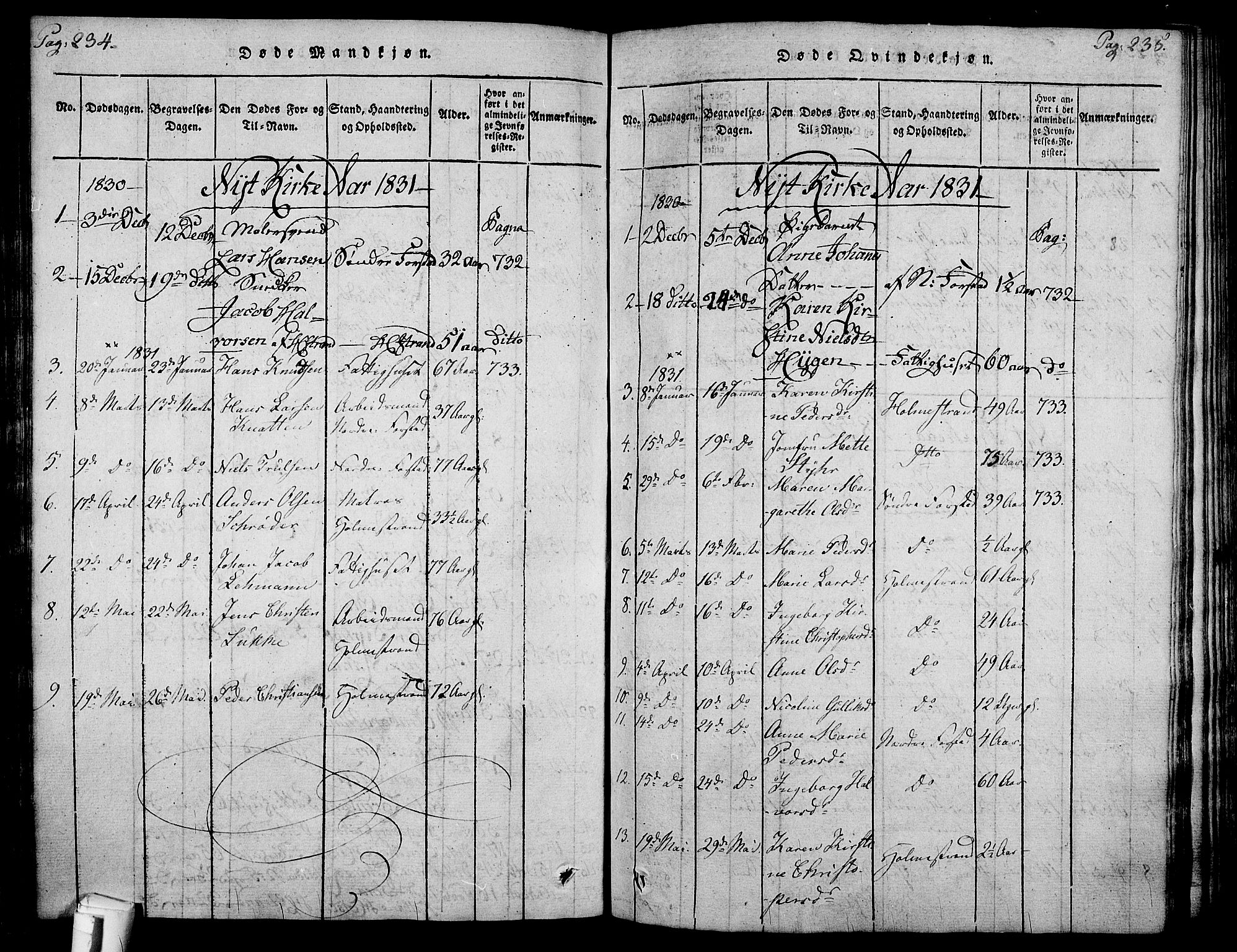 Holmestrand kirkebøker, SAKO/A-346/F/Fa/L0001: Parish register (official) no. 1, 1814-1840, p. 234-235