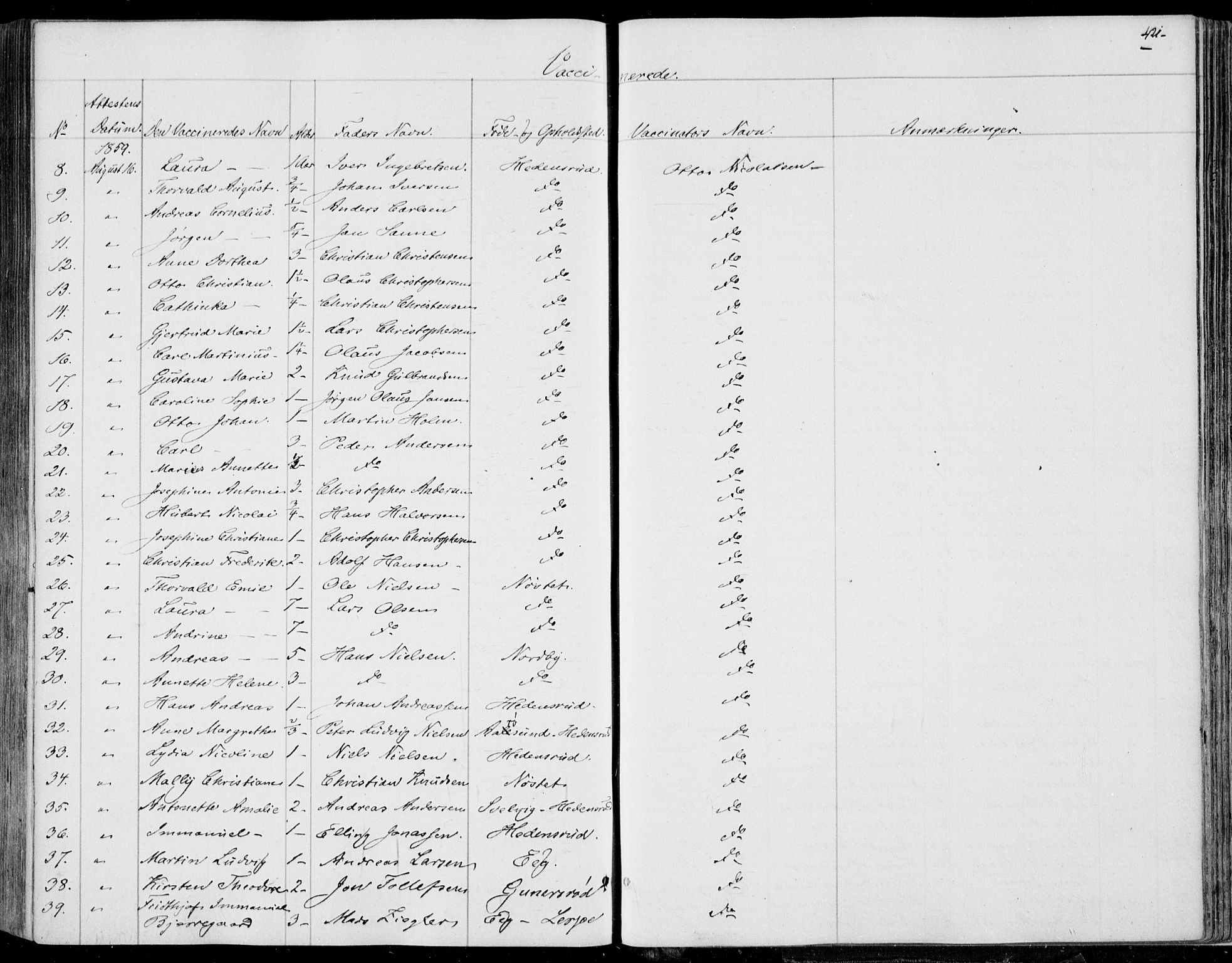 Skoger kirkebøker, SAKO/A-59/F/Fa/L0003: Parish register (official) no. I 3, 1842-1861, p. 421