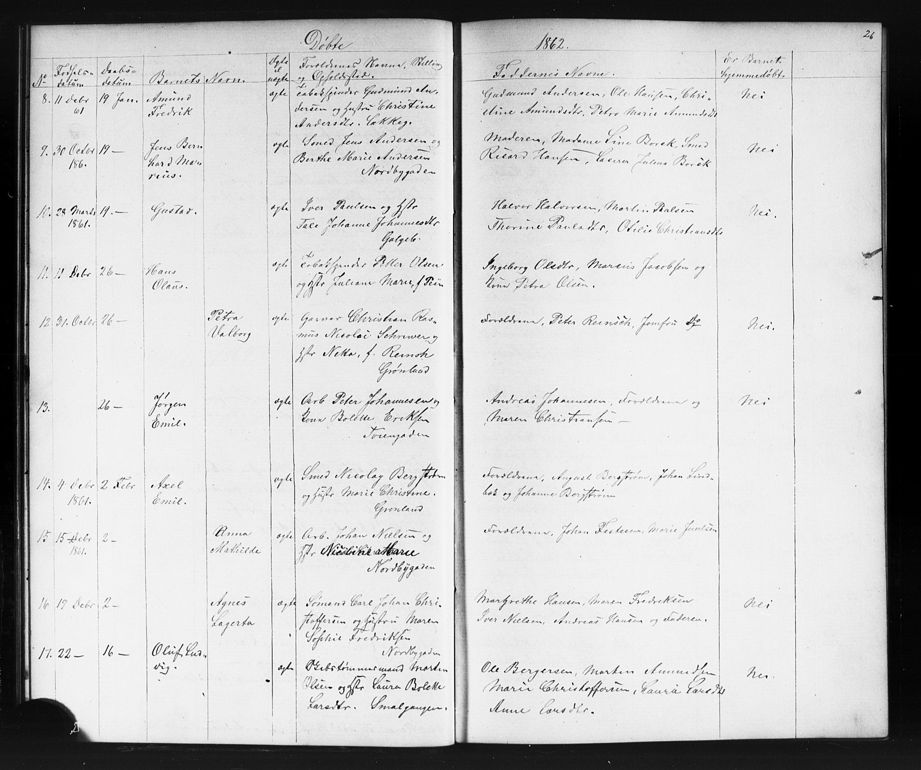 Grønland prestekontor Kirkebøker, AV/SAO-A-10848/G/Ga/L0002: Parish register (copy) no. 2, 1861-1863, p. 26