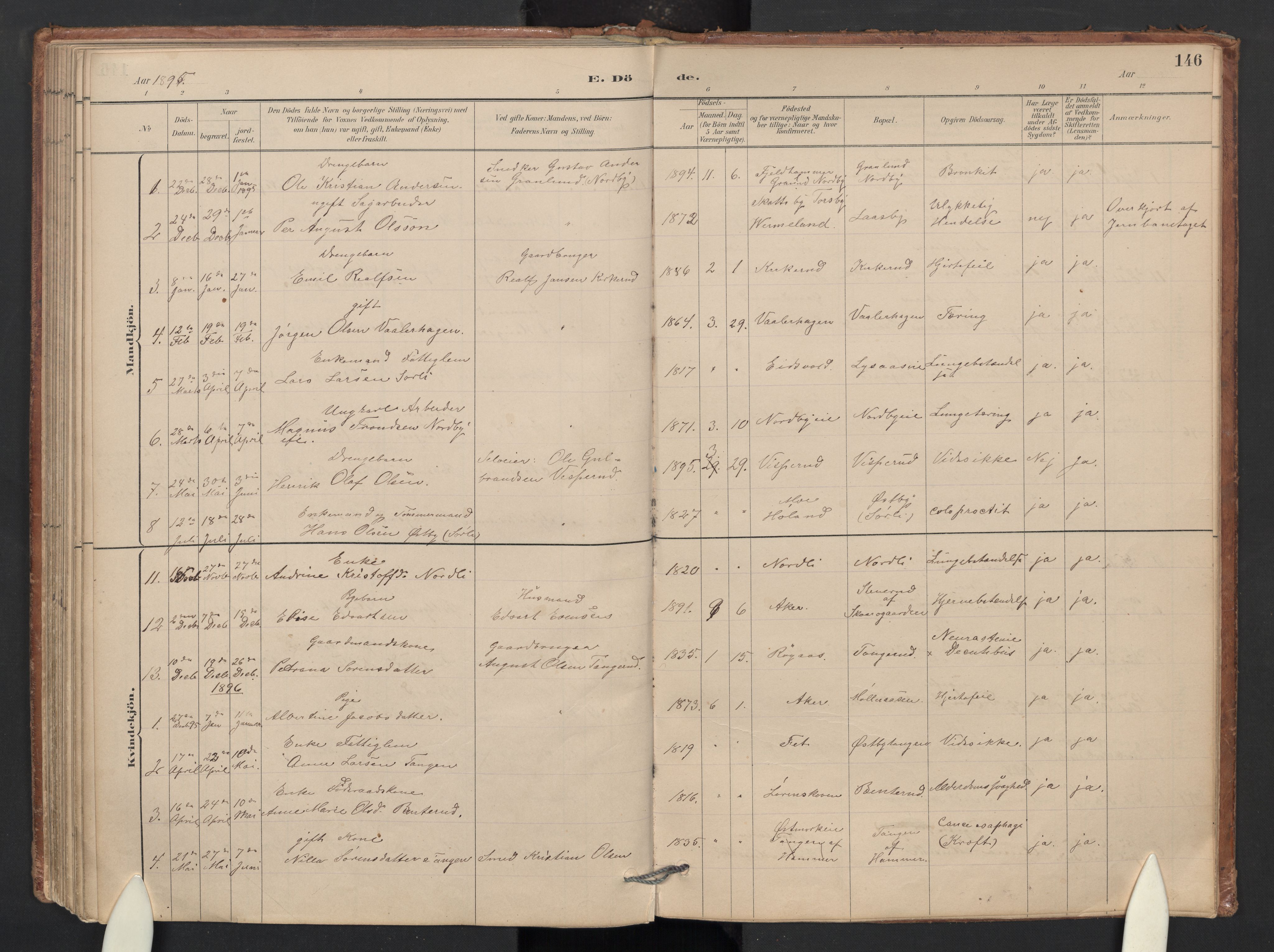 Skedsmo prestekontor Kirkebøker, SAO/A-10033a/G/Gb/L0001: Parish register (copy) no. II 1, 1883-1903, p. 146