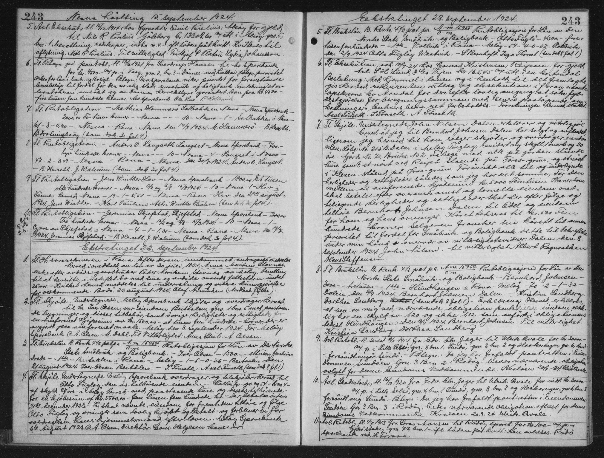 Rana sorenskriveri , AV/SAT-A-1108/1/2/2C/L0018: Mortgage book no. 18, 1923-1928, p. 243, Deed date: 22.09.1924