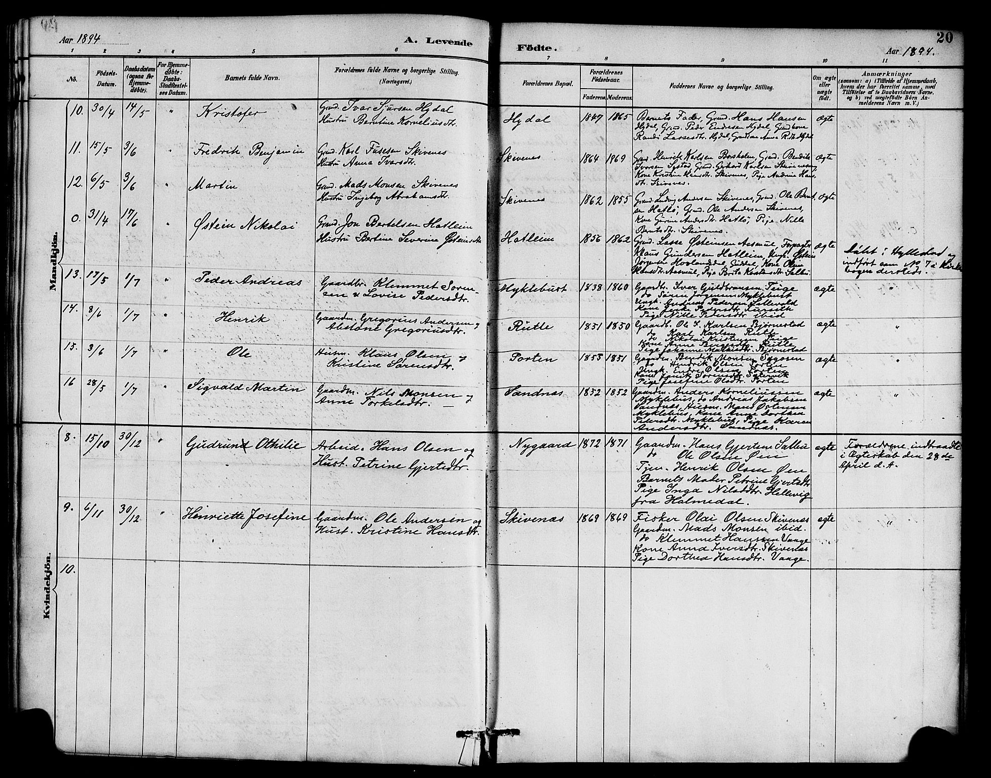 Hyllestad sokneprestembete, AV/SAB-A-80401: Parish register (official) no. D 1, 1886-1905, p. 20