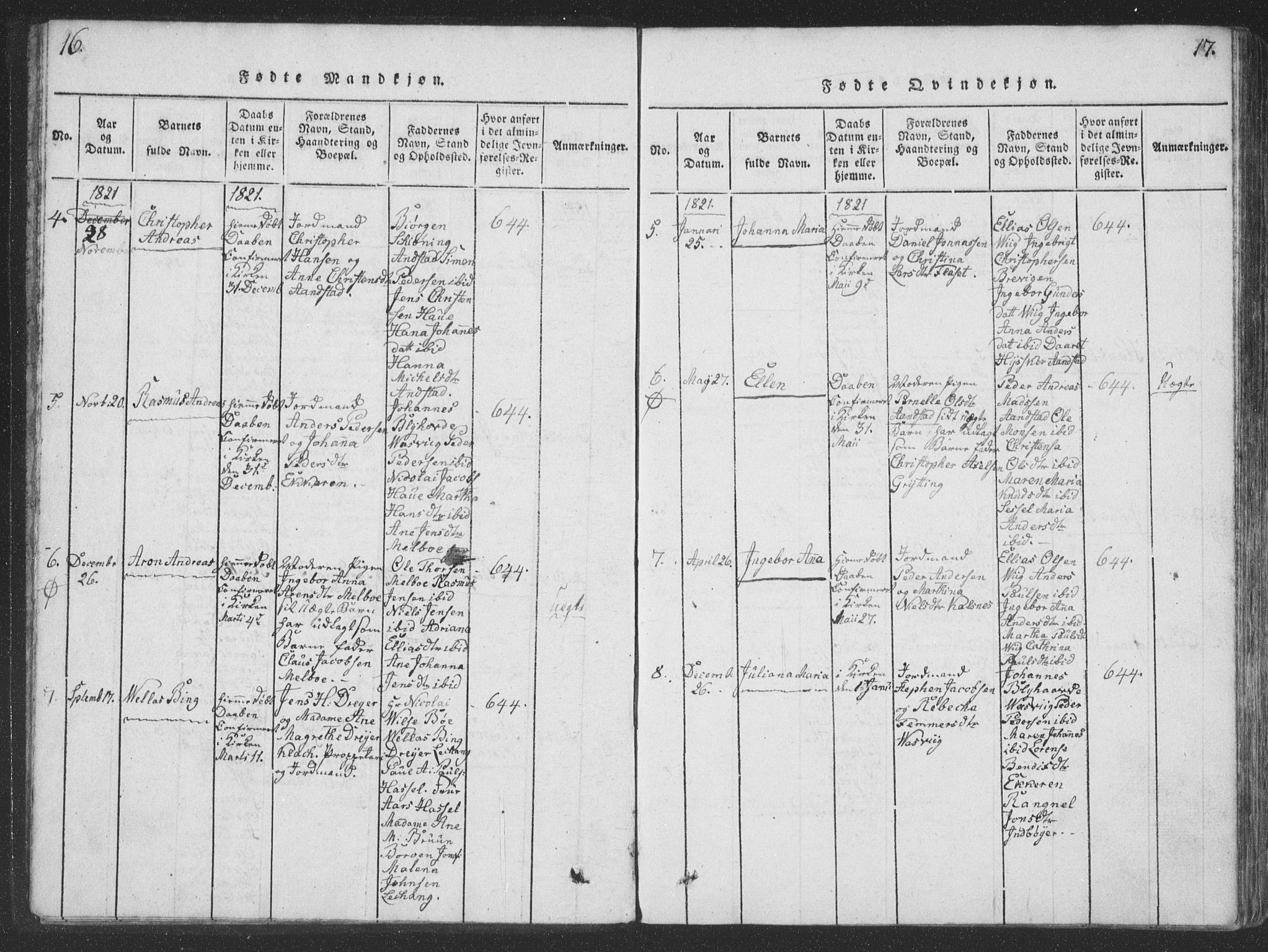 Ministerialprotokoller, klokkerbøker og fødselsregistre - Nordland, SAT/A-1459/888/L1262: Parish register (copy) no. 888C01, 1820-1836, p. 16-17
