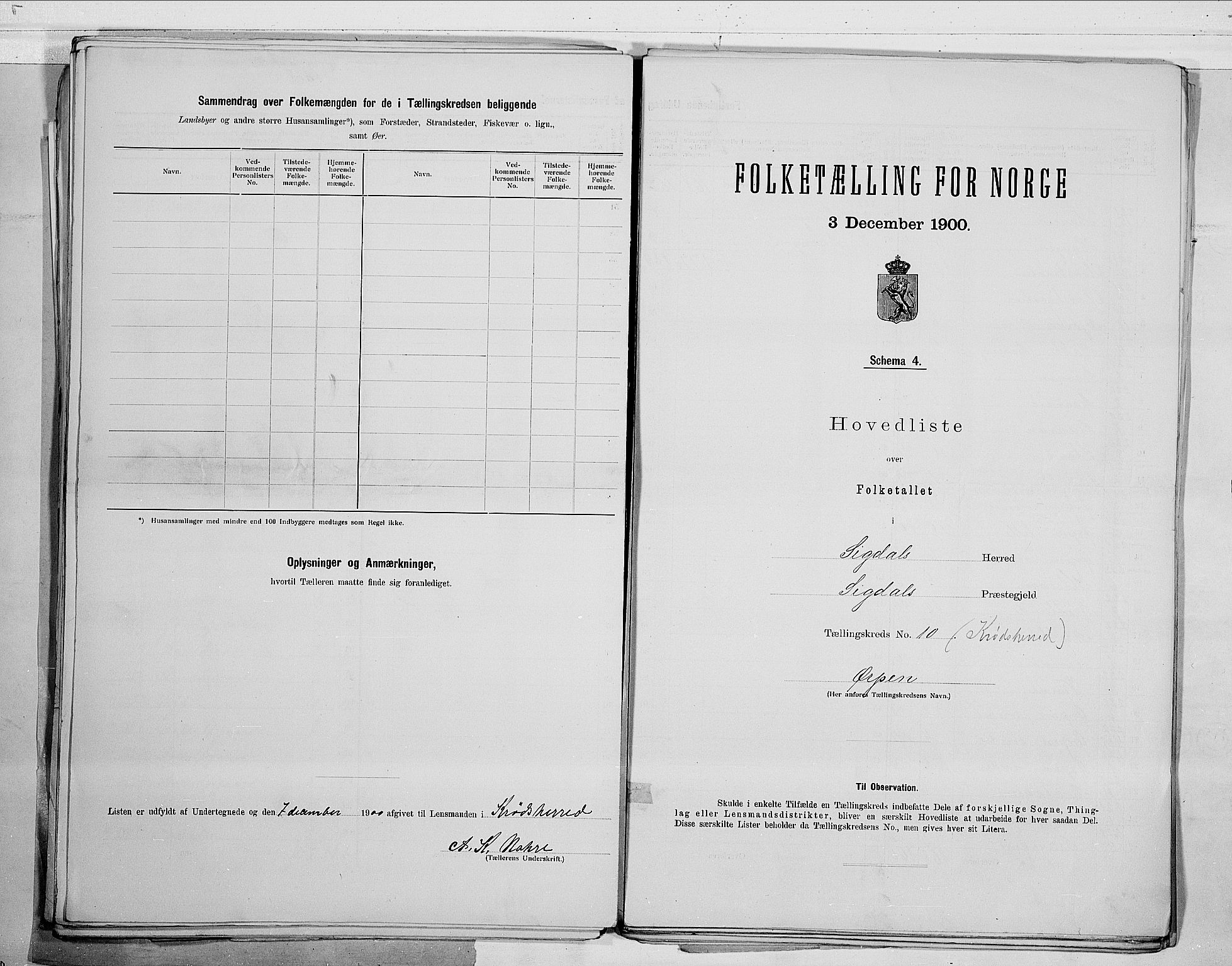 RA, 1900 census for Sigdal, 1900, p. 32