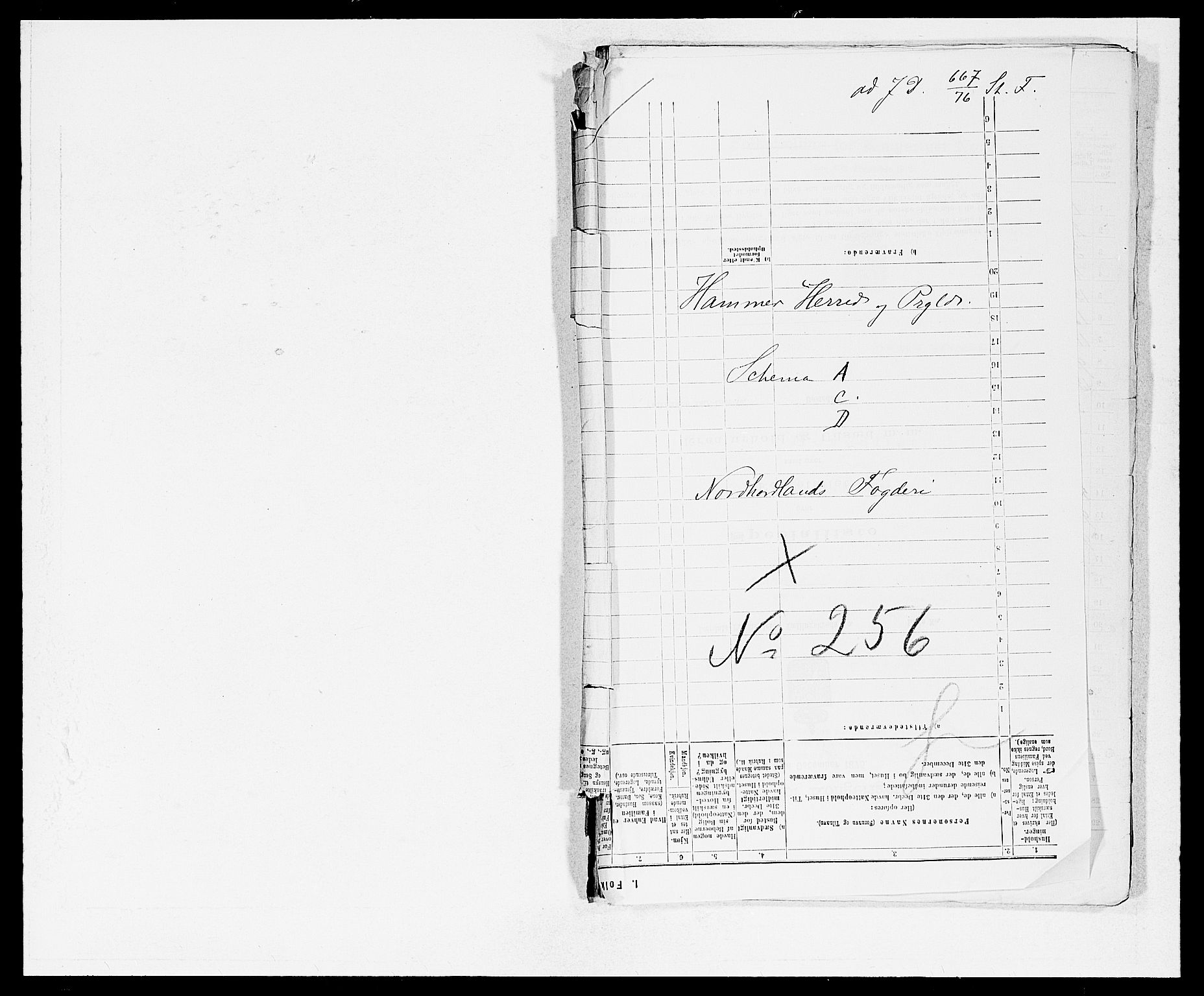 SAB, 1875 census for 1254P Hamre, 1875, p. 1