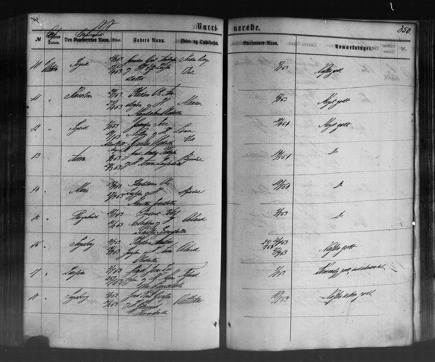 Lavik sokneprestembete, SAB/A-80901: Parish register (official) no. A 4, 1864-1881, p. 350