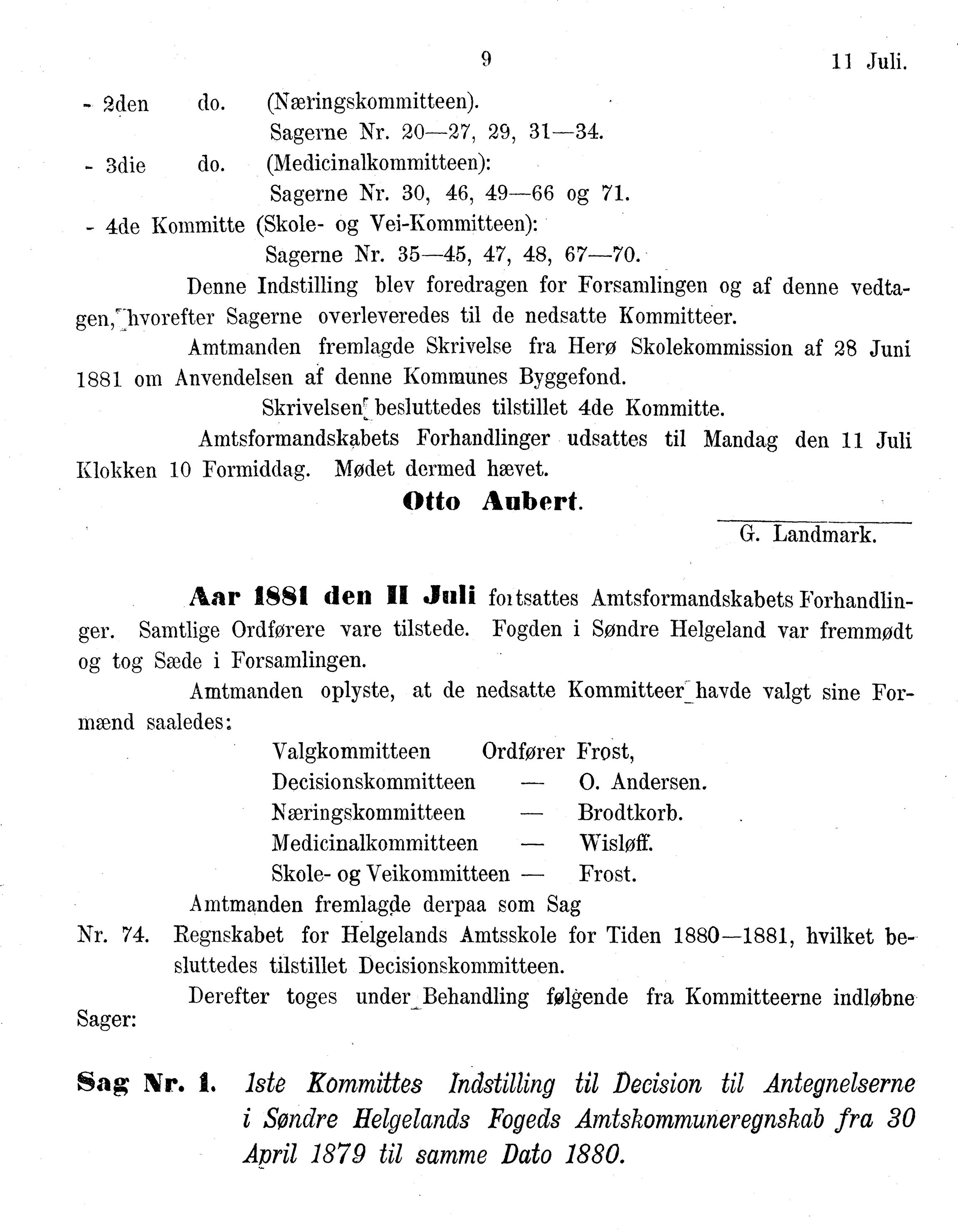 Nordland Fylkeskommune. Fylkestinget, AIN/NFK-17/176/A/Ac/L0014: Fylkestingsforhandlinger 1881-1885, 1881-1885, p. 9