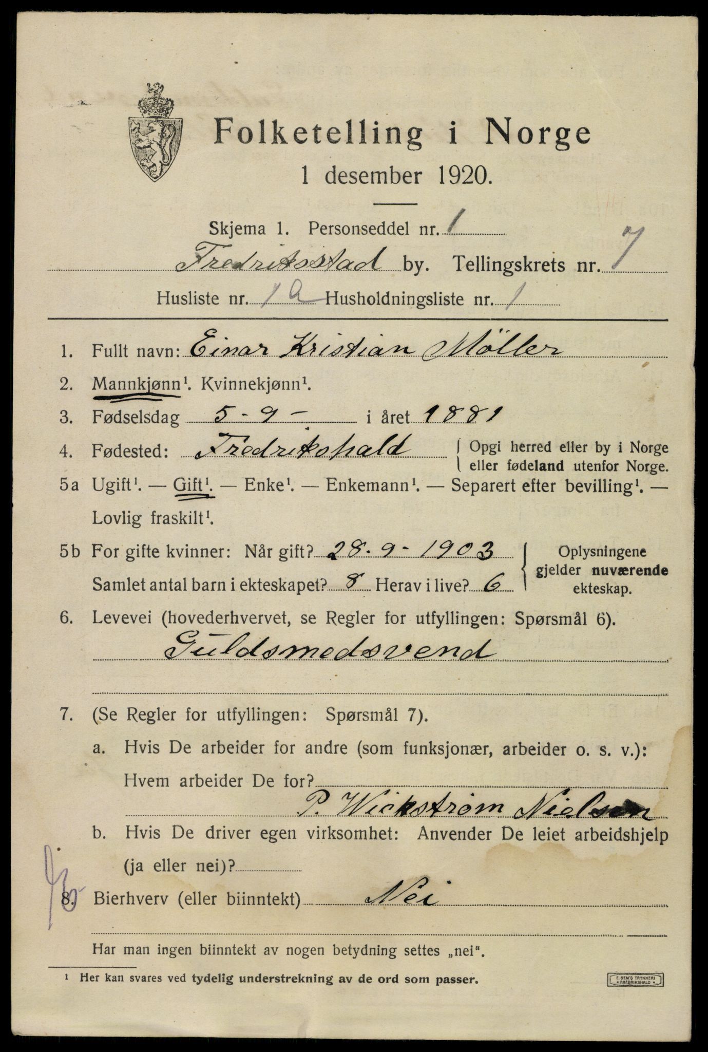 SAO, 1920 census for Fredrikstad, 1920, p. 21841