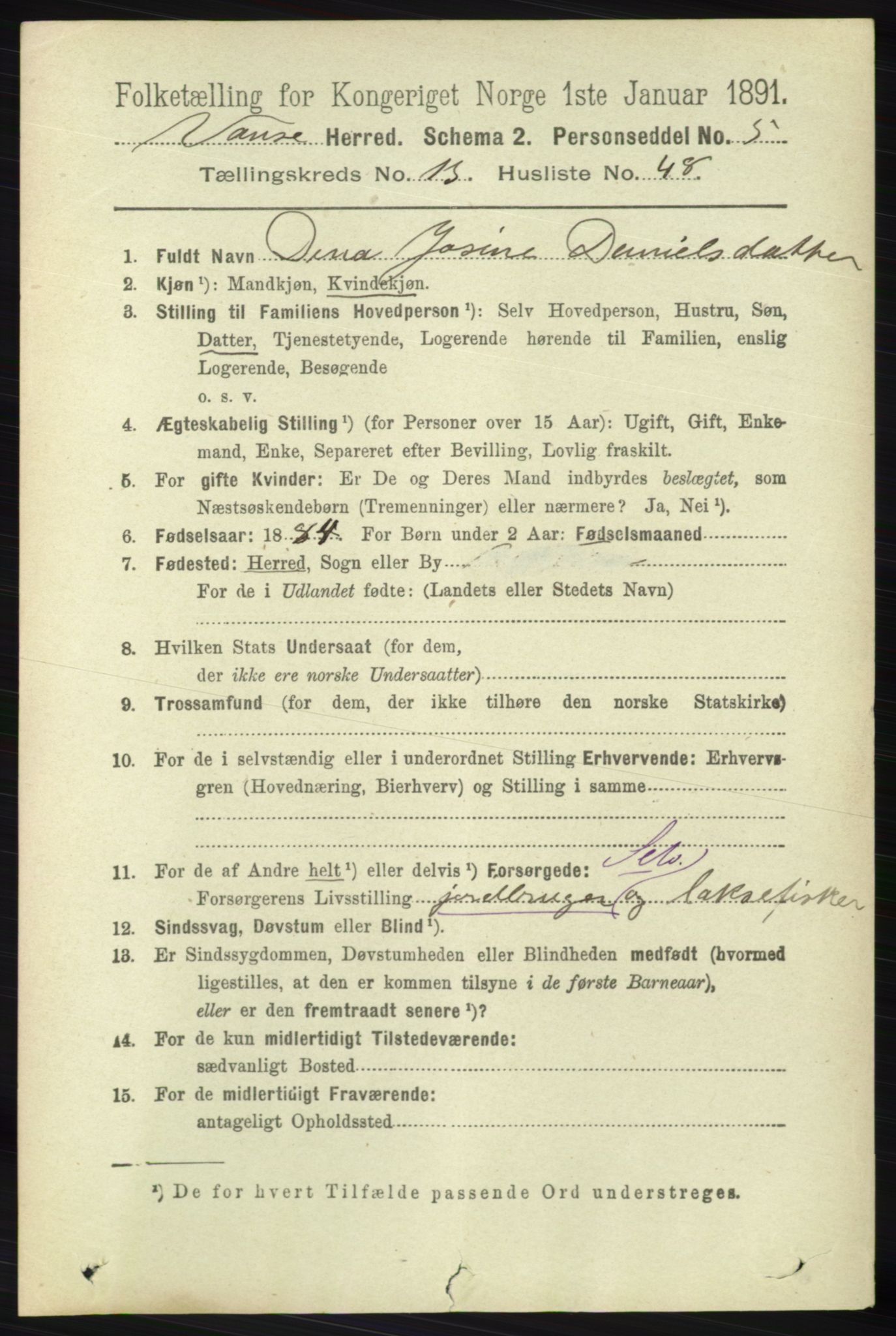 RA, 1891 census for 1041 Vanse, 1891, p. 7787