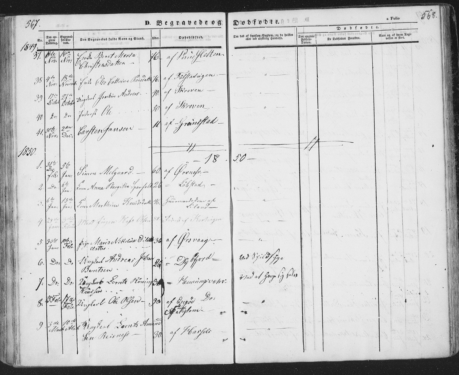 Ministerialprotokoller, klokkerbøker og fødselsregistre - Nordland, SAT/A-1459/874/L1072: Parish register (copy) no. 874C01, 1843-1859, p. 567-568