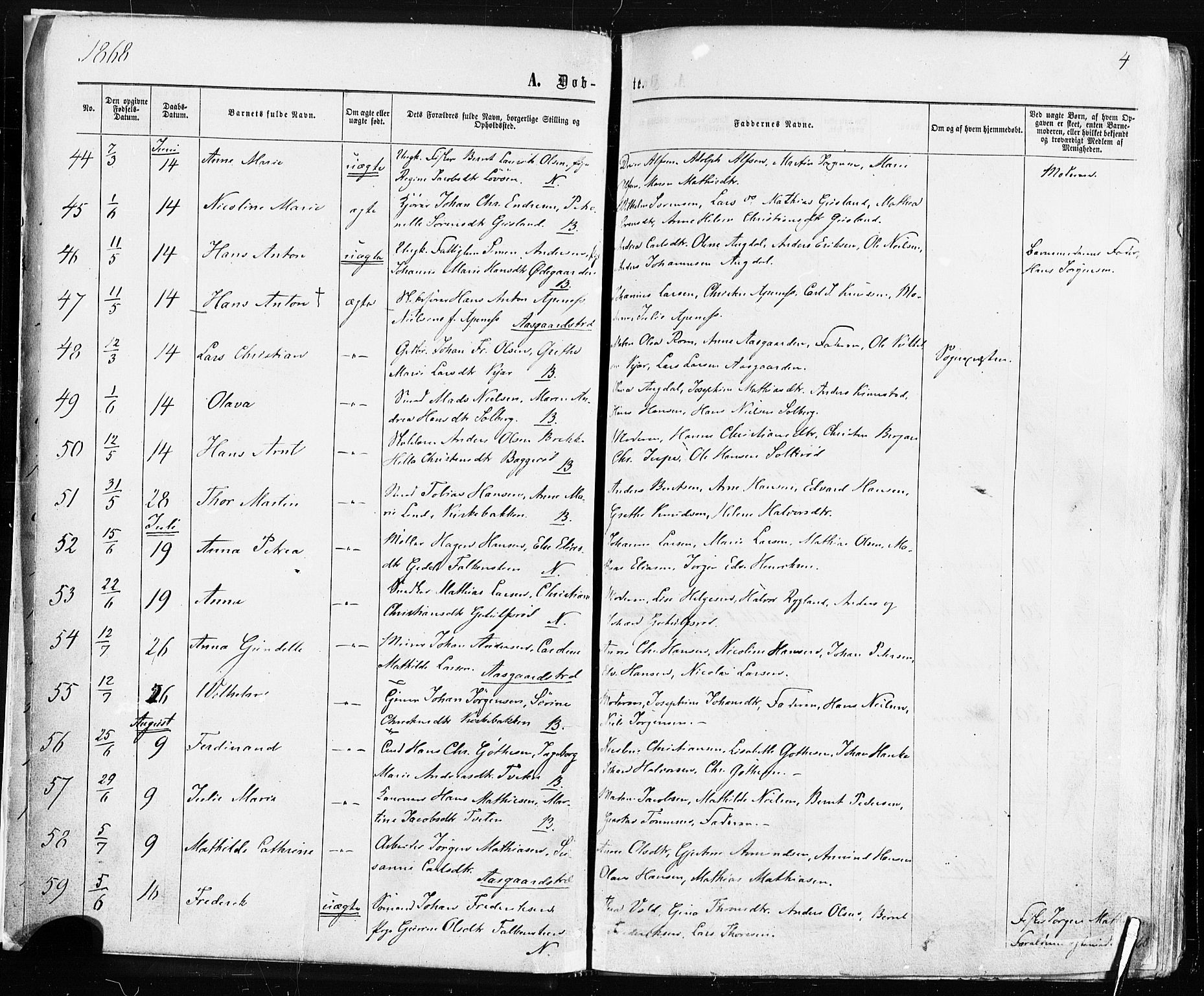 Borre kirkebøker, AV/SAKO-A-338/F/Fa/L0008: Parish register (official) no. I 8, 1868-1877, p. 4