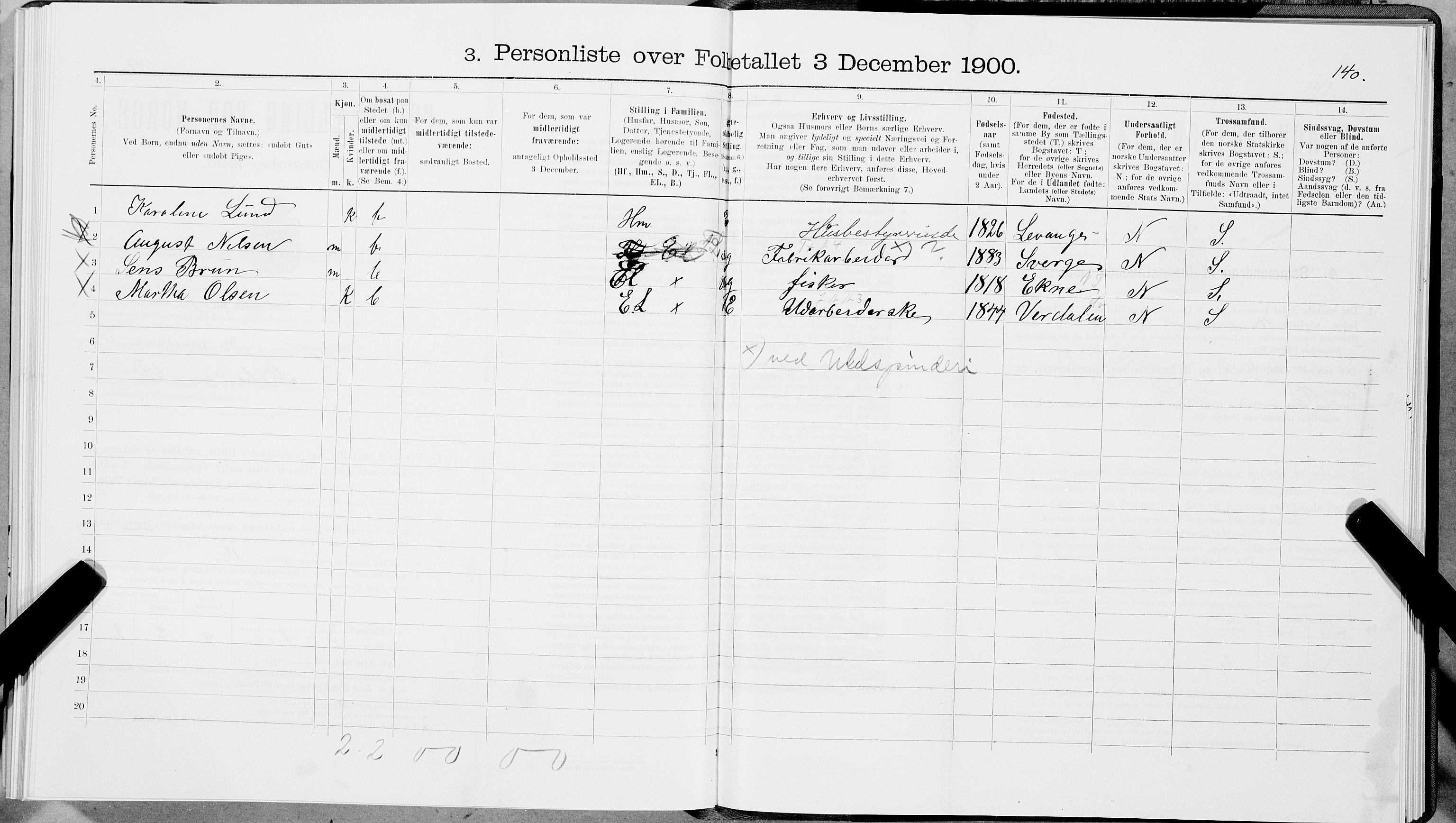 SAT, 1900 census for Levanger, 1900, p. 483