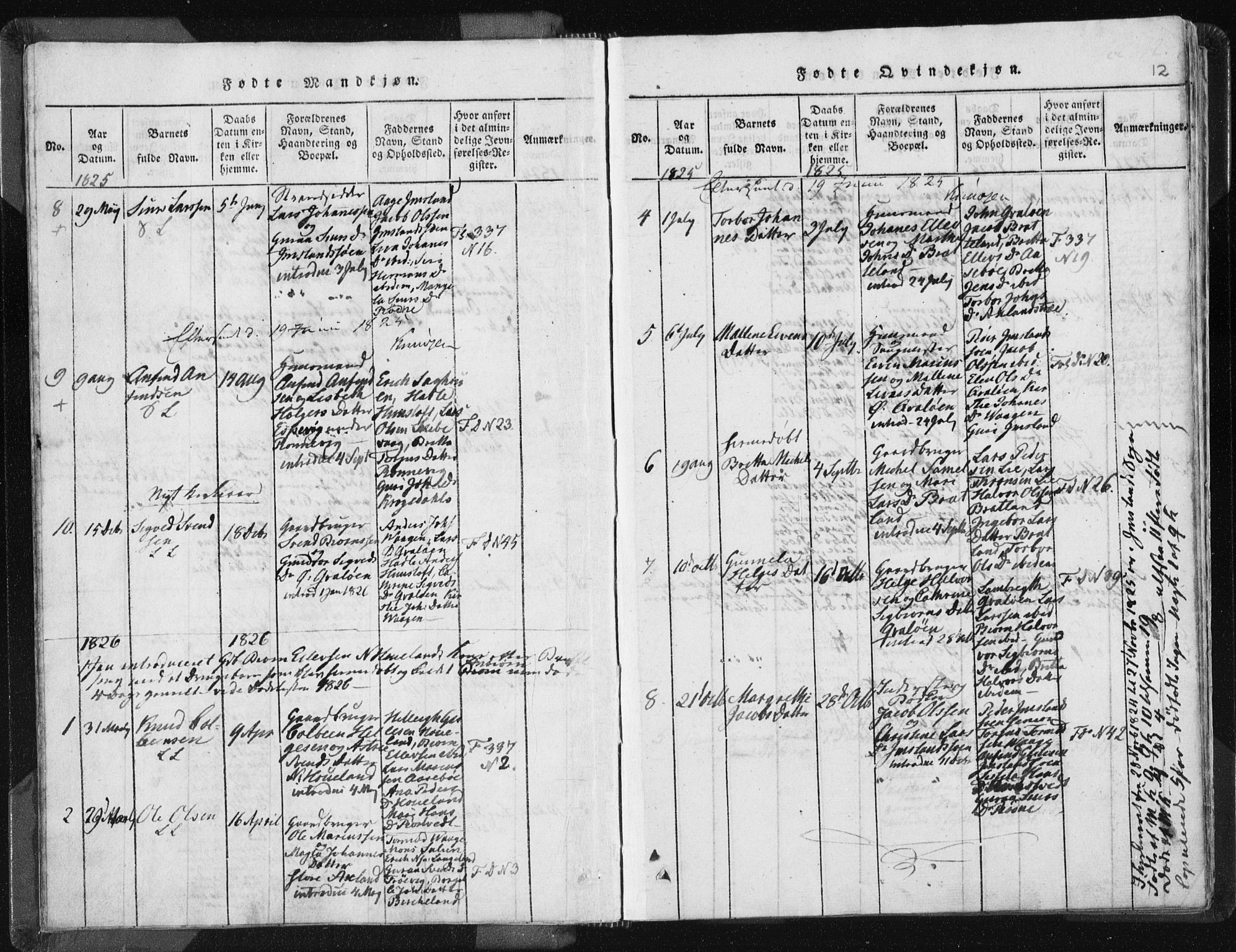 Vikedal sokneprestkontor, AV/SAST-A-101840/01/IV: Parish register (official) no. A 5, 1817-1850, p. 12