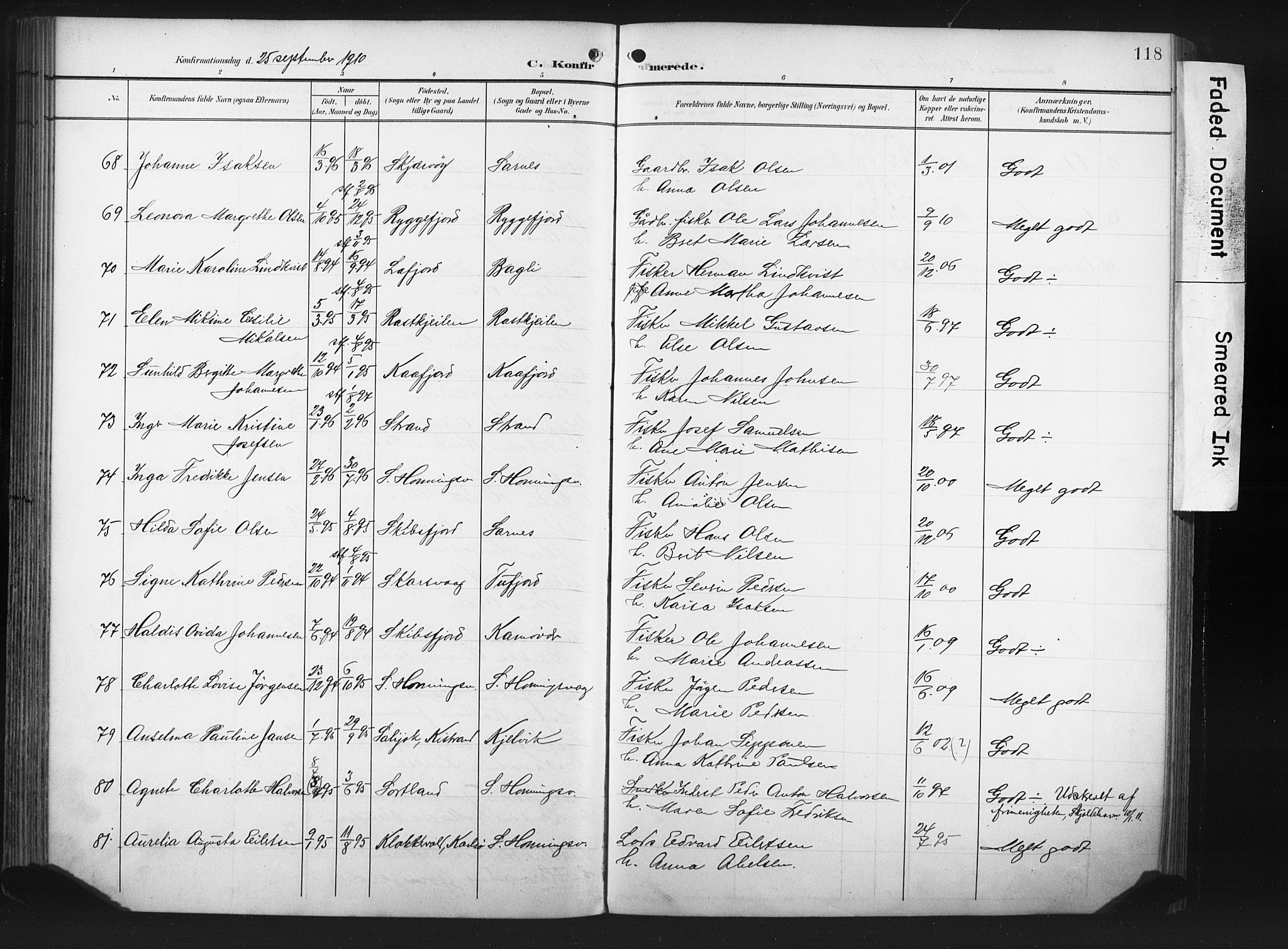 Måsøy sokneprestkontor, SATØ/S-1348/H/Ha/L0008kirke: Parish register (official) no. 8, 1900-1910, p. 118