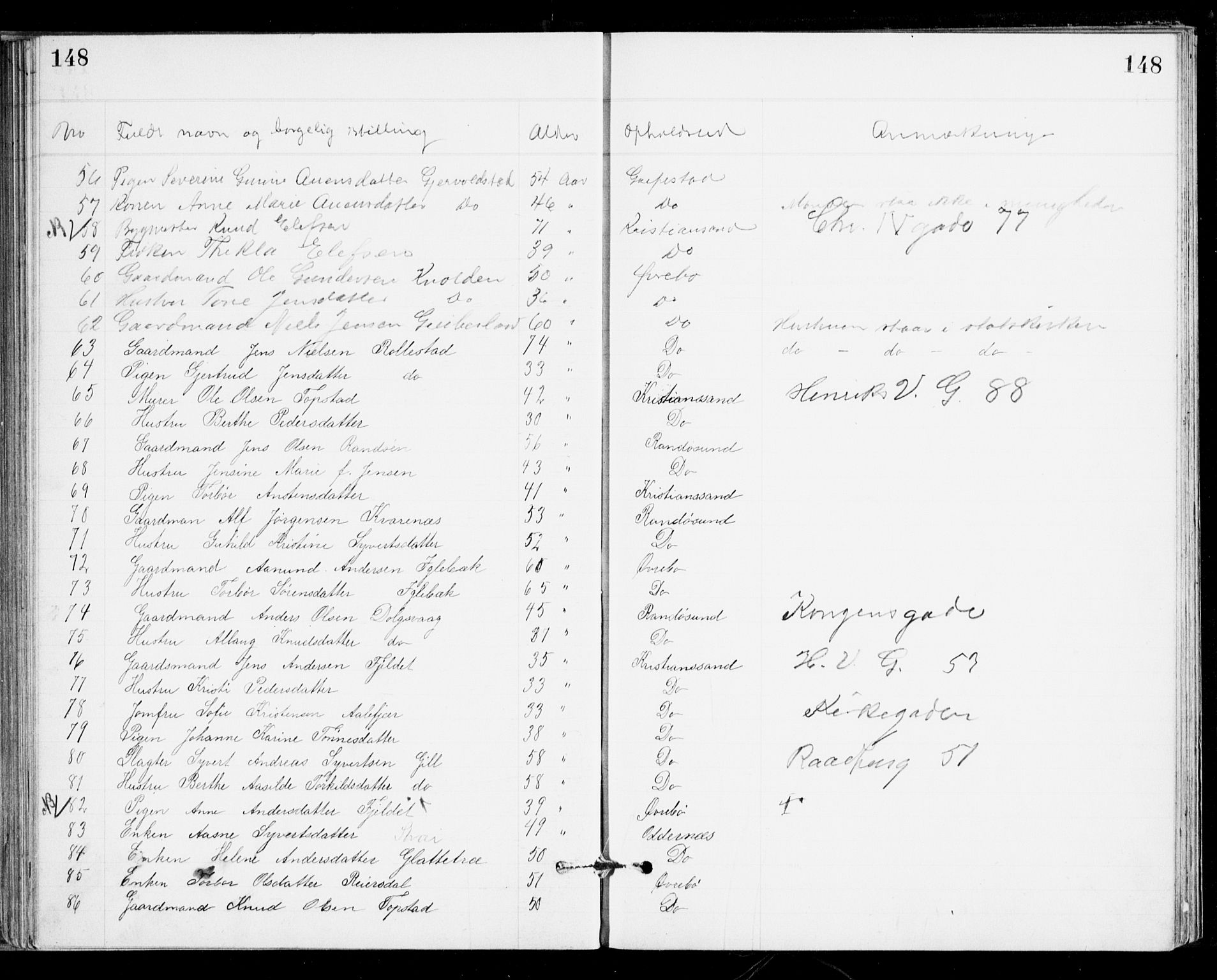 Den evangelisk-lutherske frikirke, Kristiansand, AV/SAK-1292-0017/F/Fa/L0002: Dissenter register no. F 10, 1889-1892, p. 148