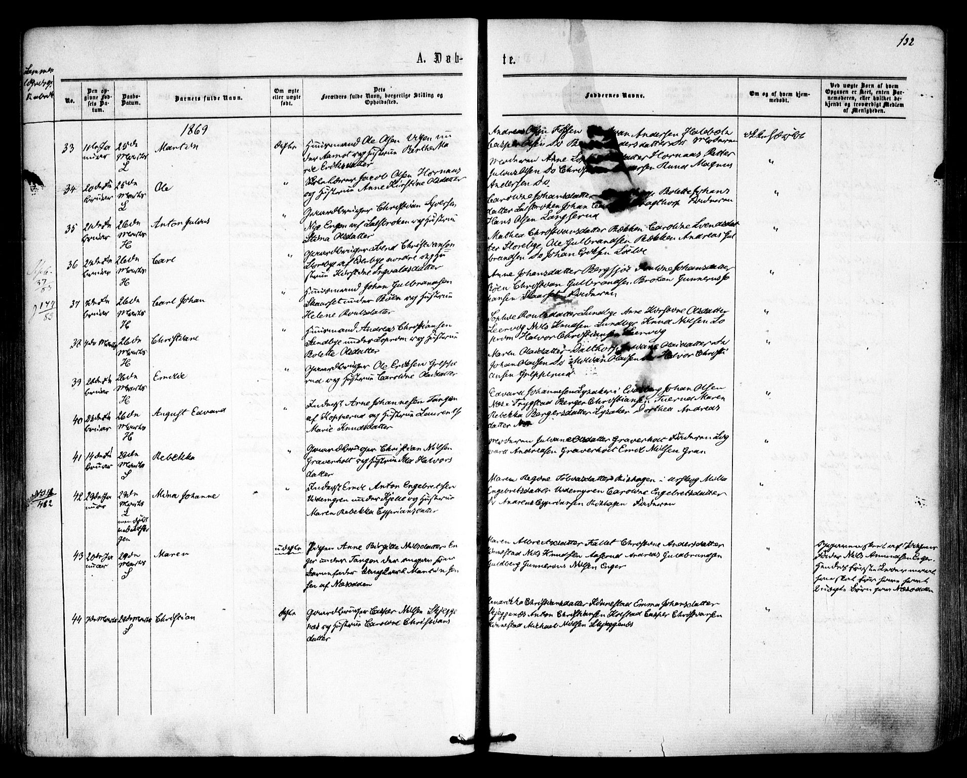 Høland prestekontor Kirkebøker, AV/SAO-A-10346a/F/Fa/L0011: Parish register (official) no. I 11, 1862-1869, p. 132