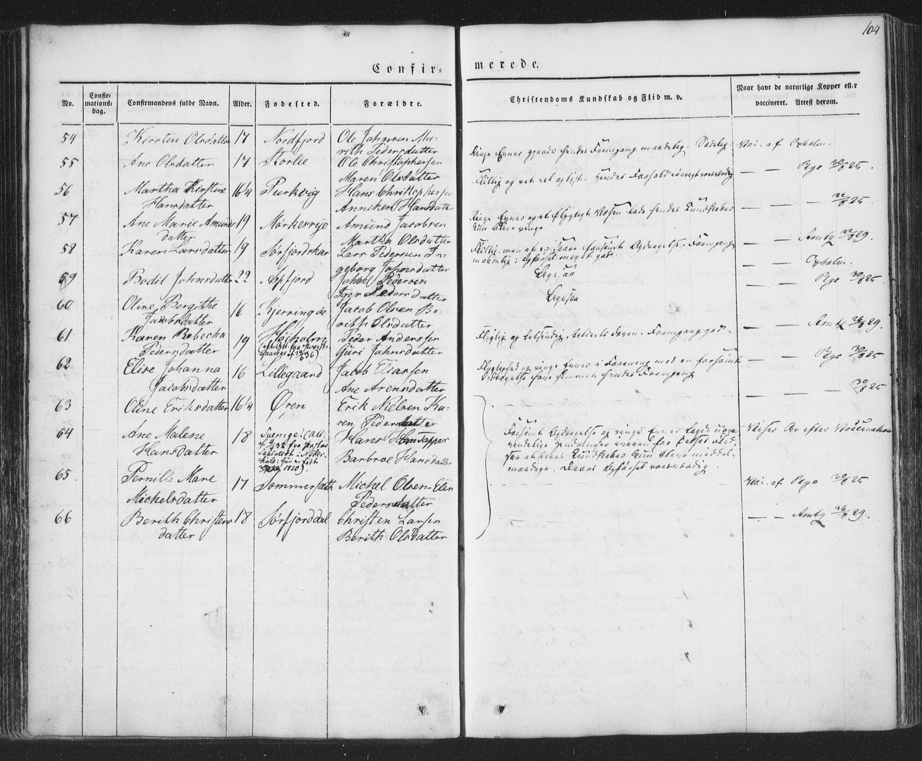 Ministerialprotokoller, klokkerbøker og fødselsregistre - Nordland, AV/SAT-A-1459/853/L0769: Parish register (official) no. 853A08, 1836-1856, p. 104