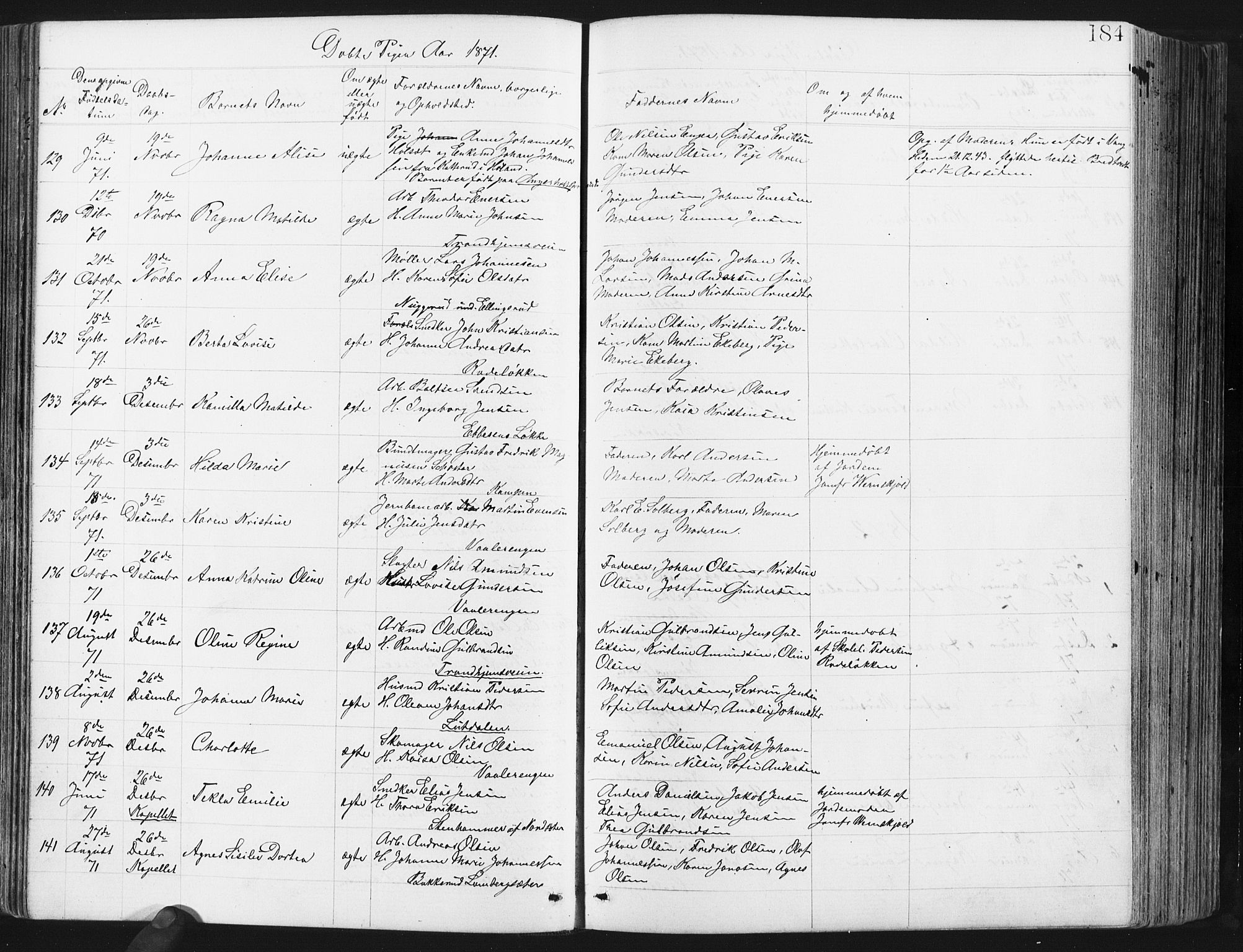 Østre Aker prestekontor Kirkebøker, AV/SAO-A-10840/G/Ga/L0003: Parish register (copy) no. I 3, 1868-1913, p. 184