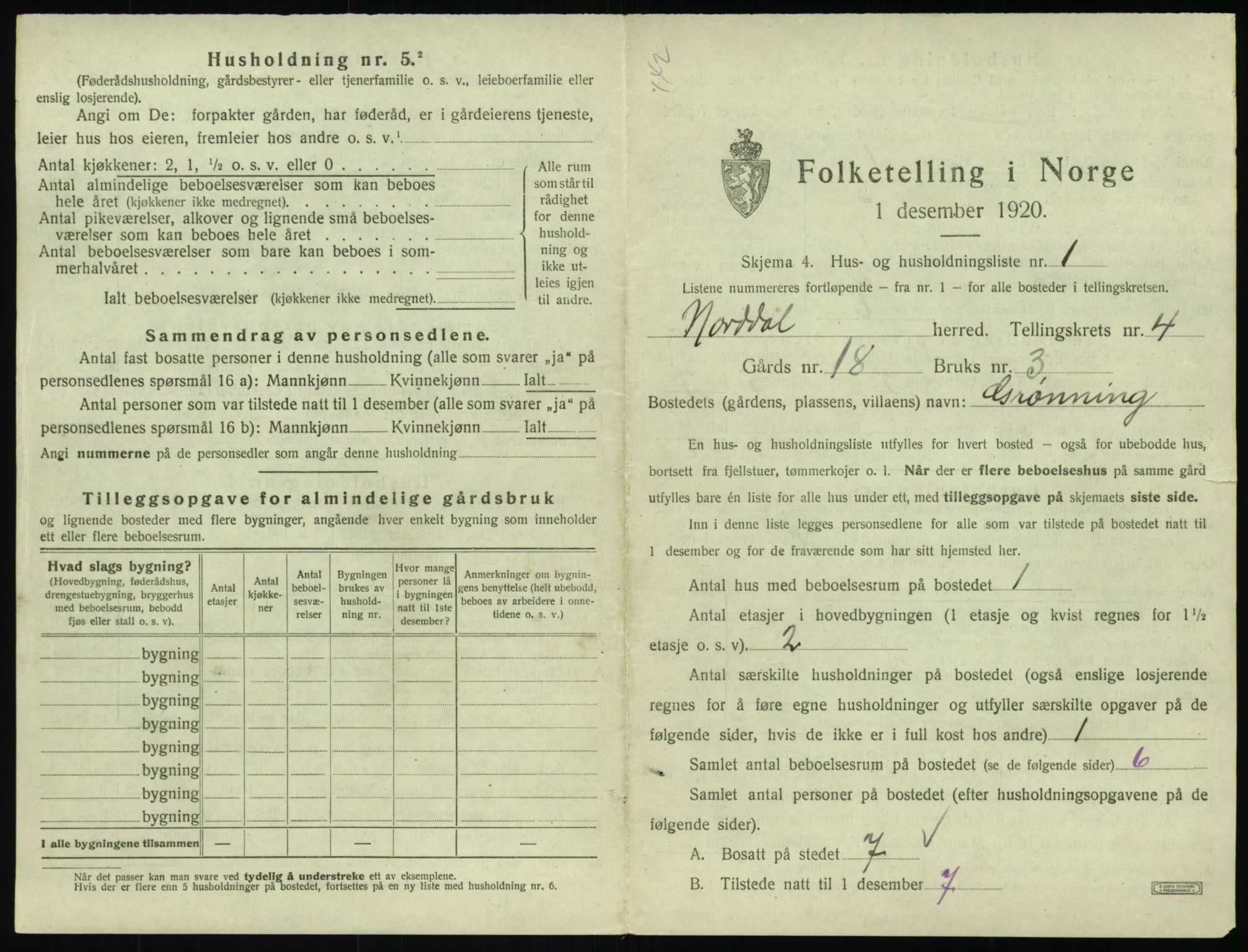 SAT, 1920 census for Norddal, 1920, p. 317