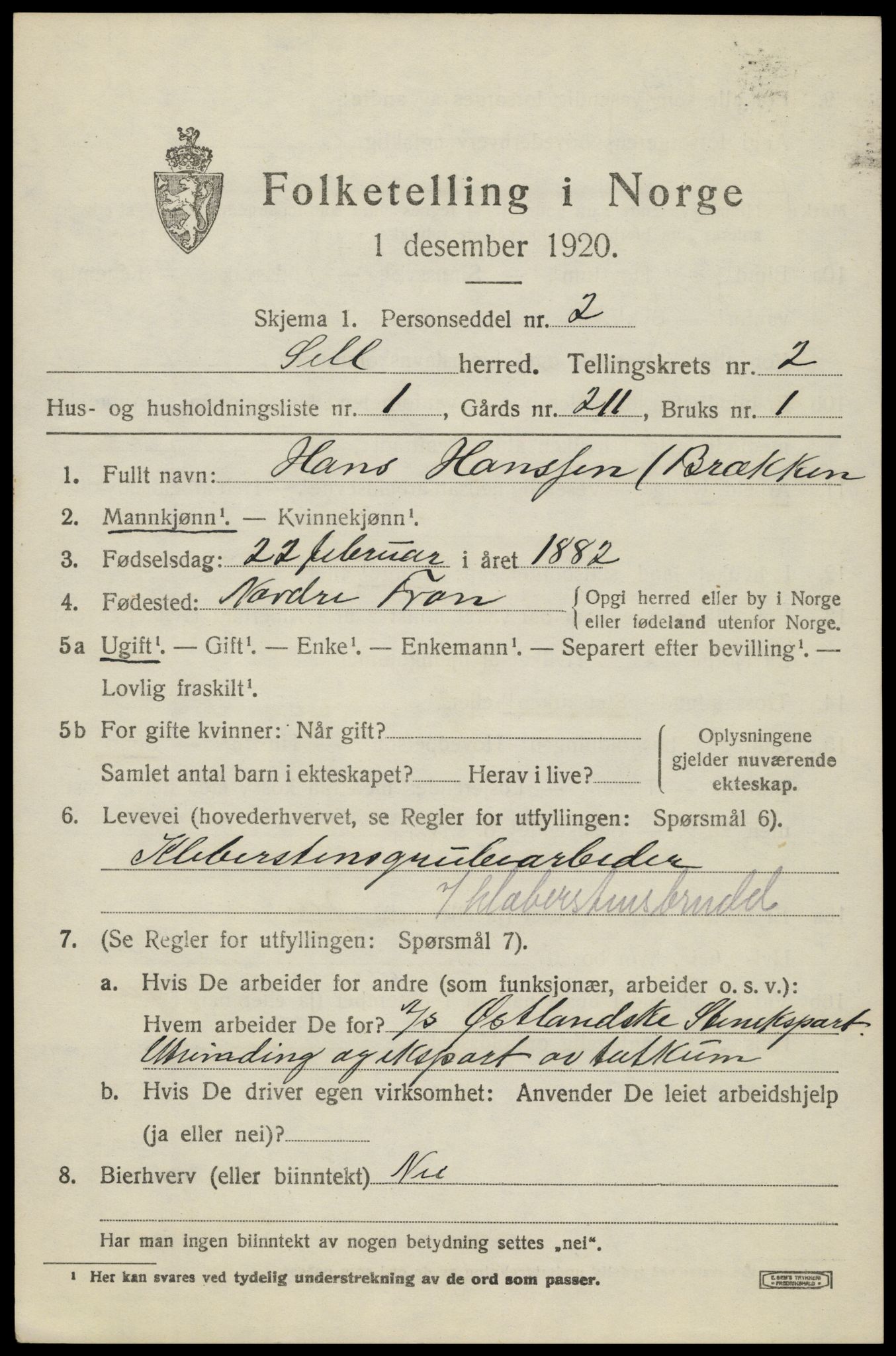 SAH, 1920 census for Sel, 1920, p. 1496