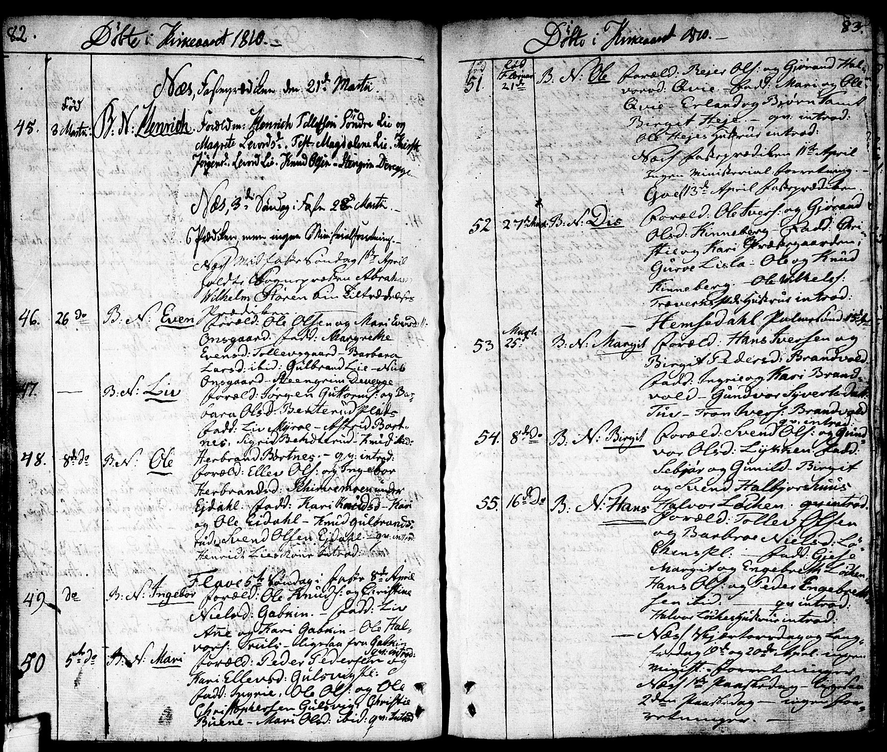 Nes kirkebøker, SAKO/A-236/F/Fa/L0006: Parish register (official) no. 6, 1808-1814, p. 82-83