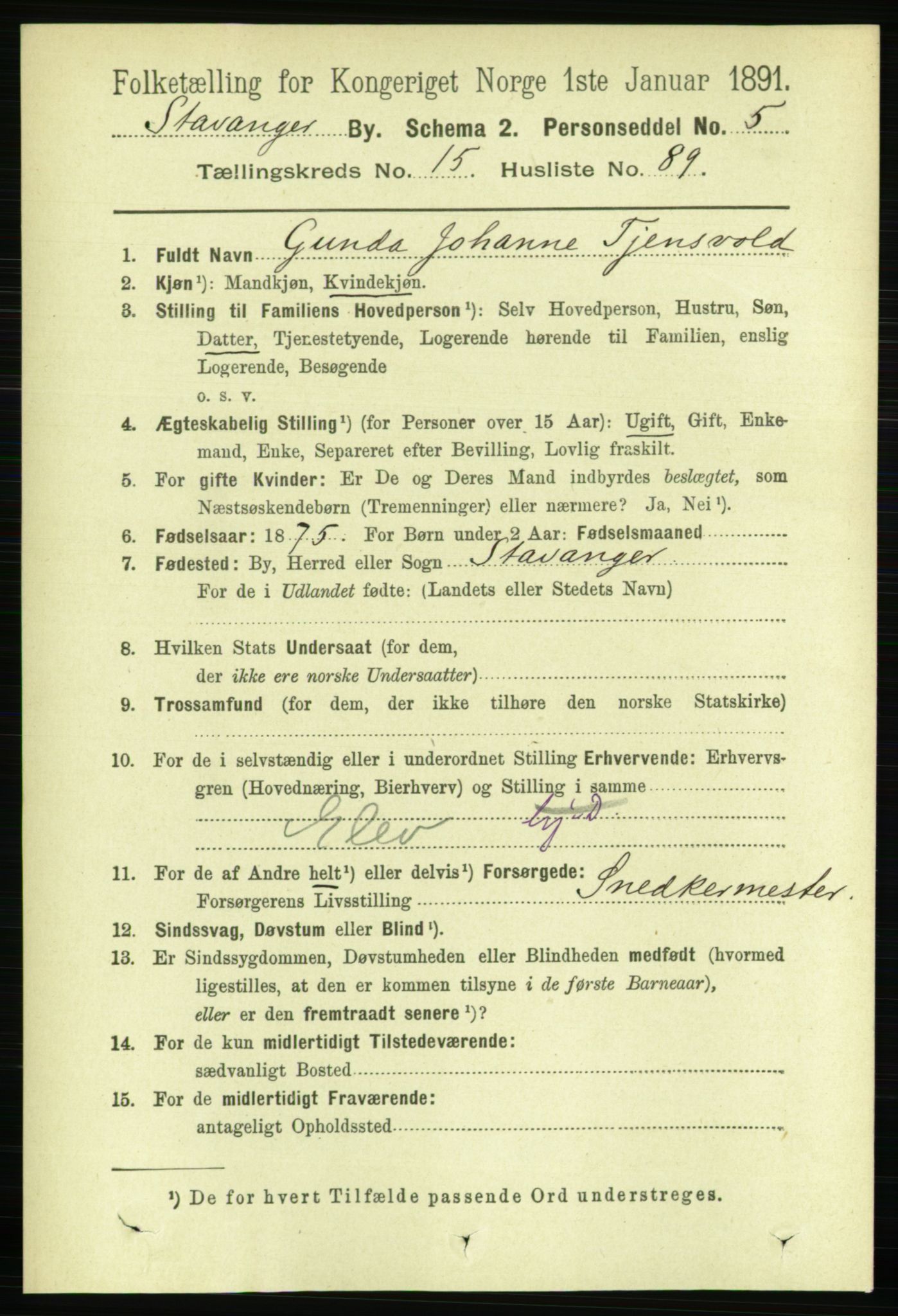 RA, 1891 census for 1103 Stavanger, 1891, p. 18721