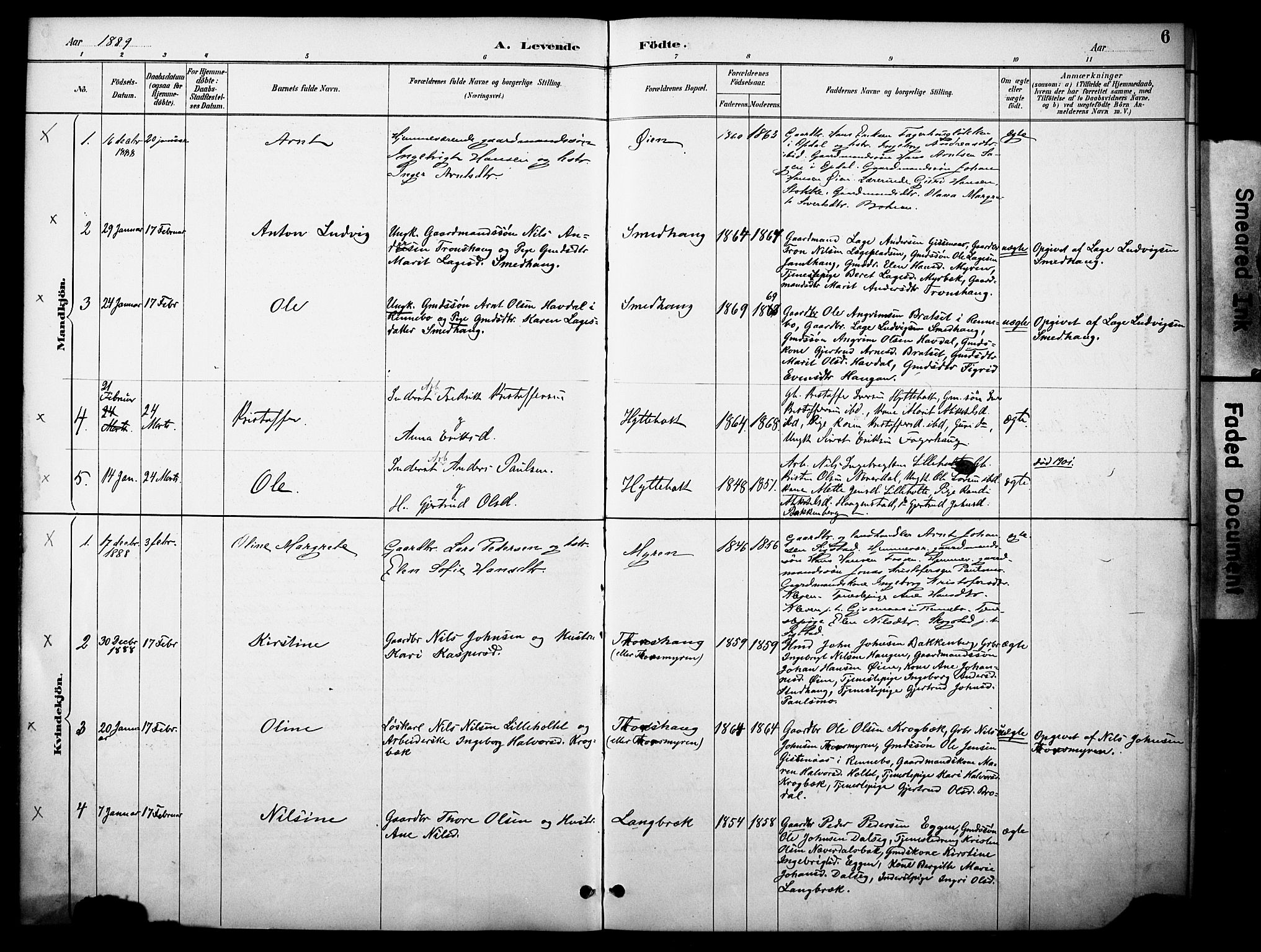 Kvikne prestekontor, SAH/PREST-064/H/Ha/Haa/L0007: Parish register (official) no. 7, 1887-1911, p. 6