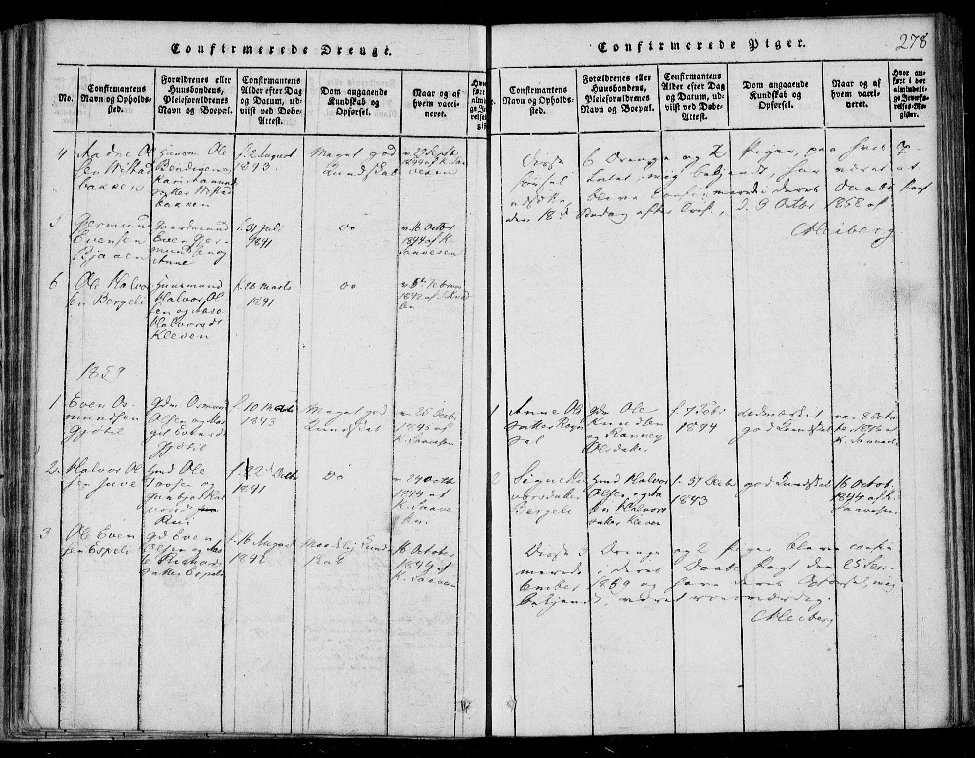 Lårdal kirkebøker, SAKO/A-284/F/Fb/L0001: Parish register (official) no. II 1, 1815-1860, p. 278