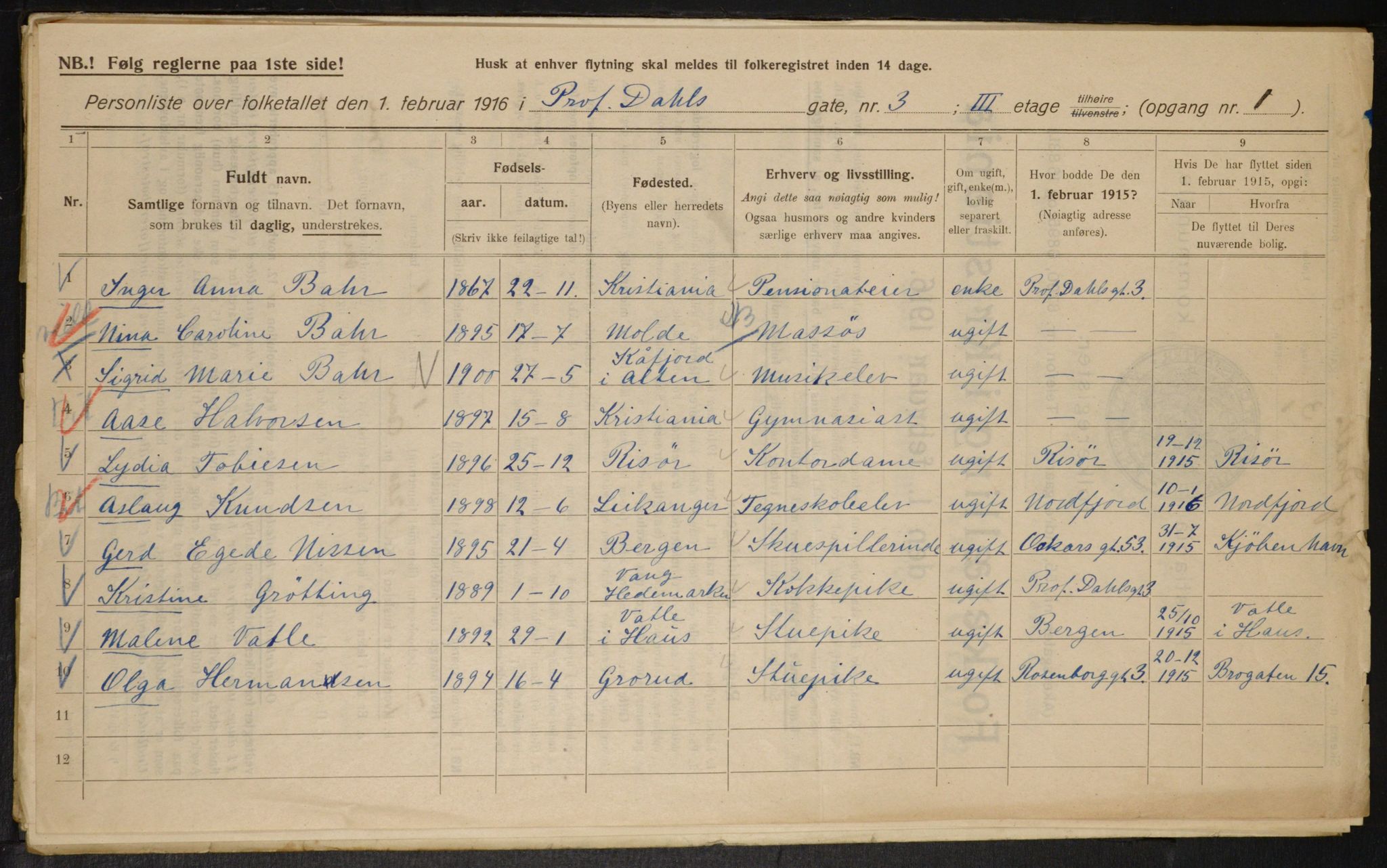 OBA, Municipal Census 1916 for Kristiania, 1916, p. 83629