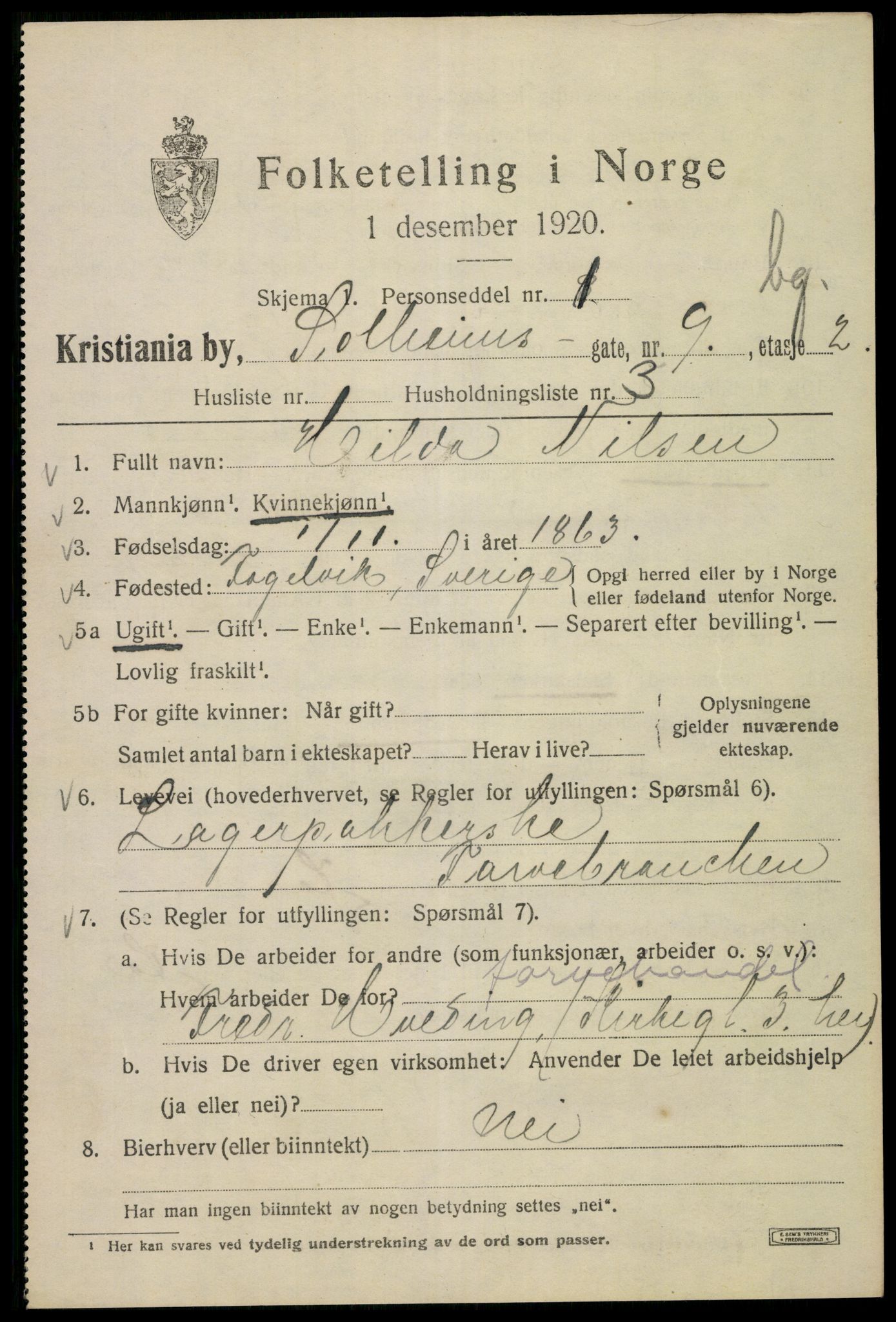 SAO, 1920 census for Kristiania, 1920, p. 527753