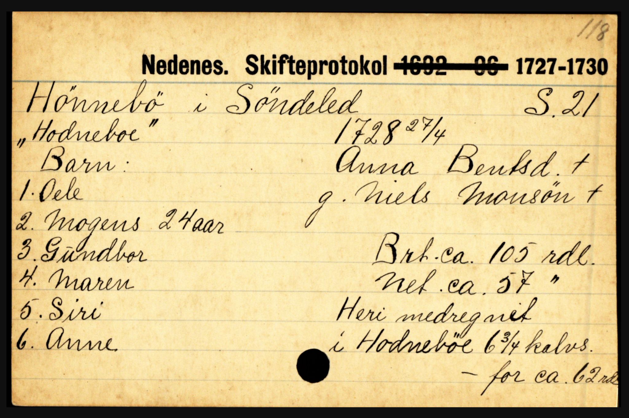 Nedenes sorenskriveri før 1824, AV/SAK-1221-0007/H, p. 13477