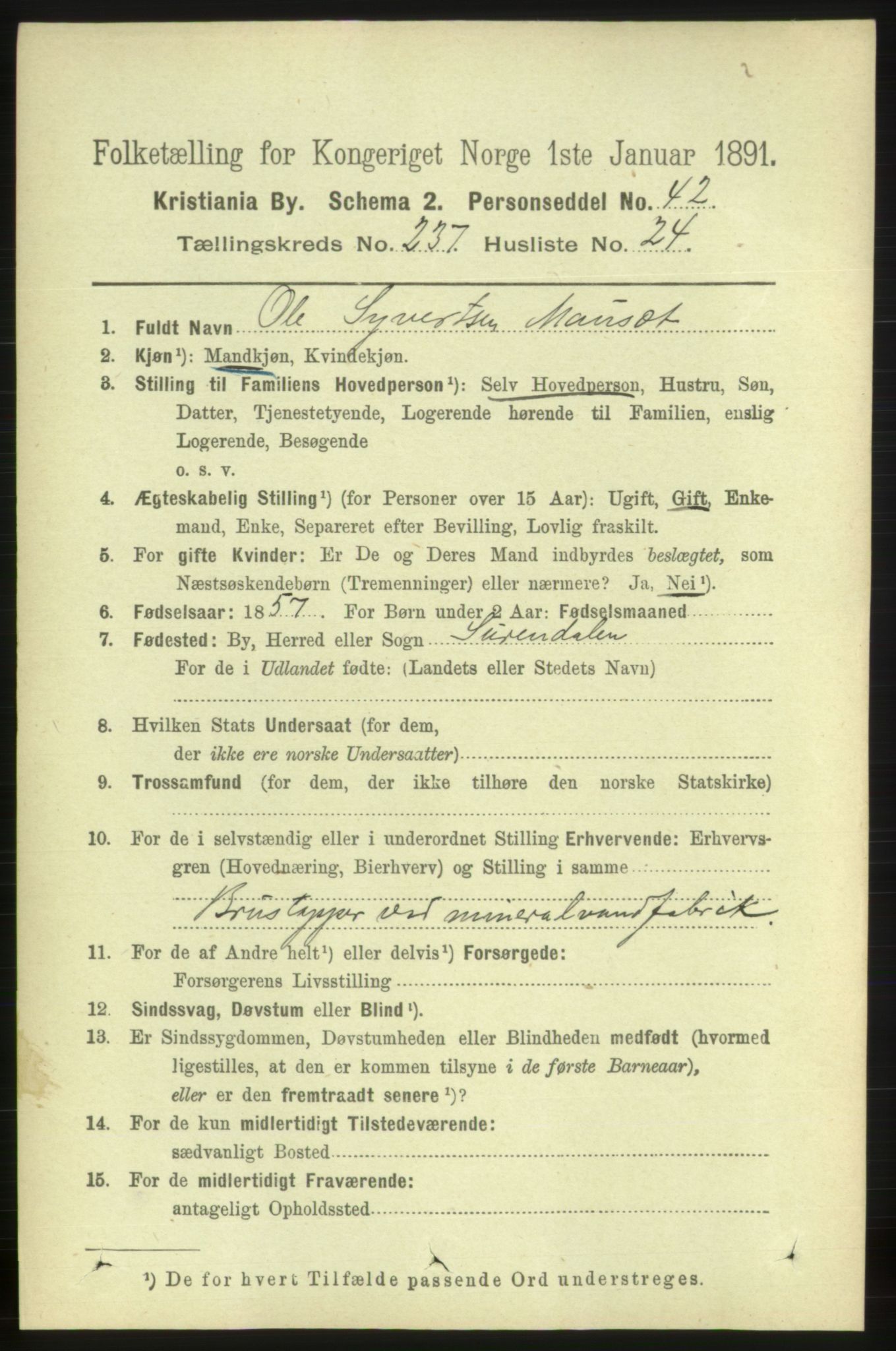 RA, 1891 census for 0301 Kristiania, 1891, p. 144699