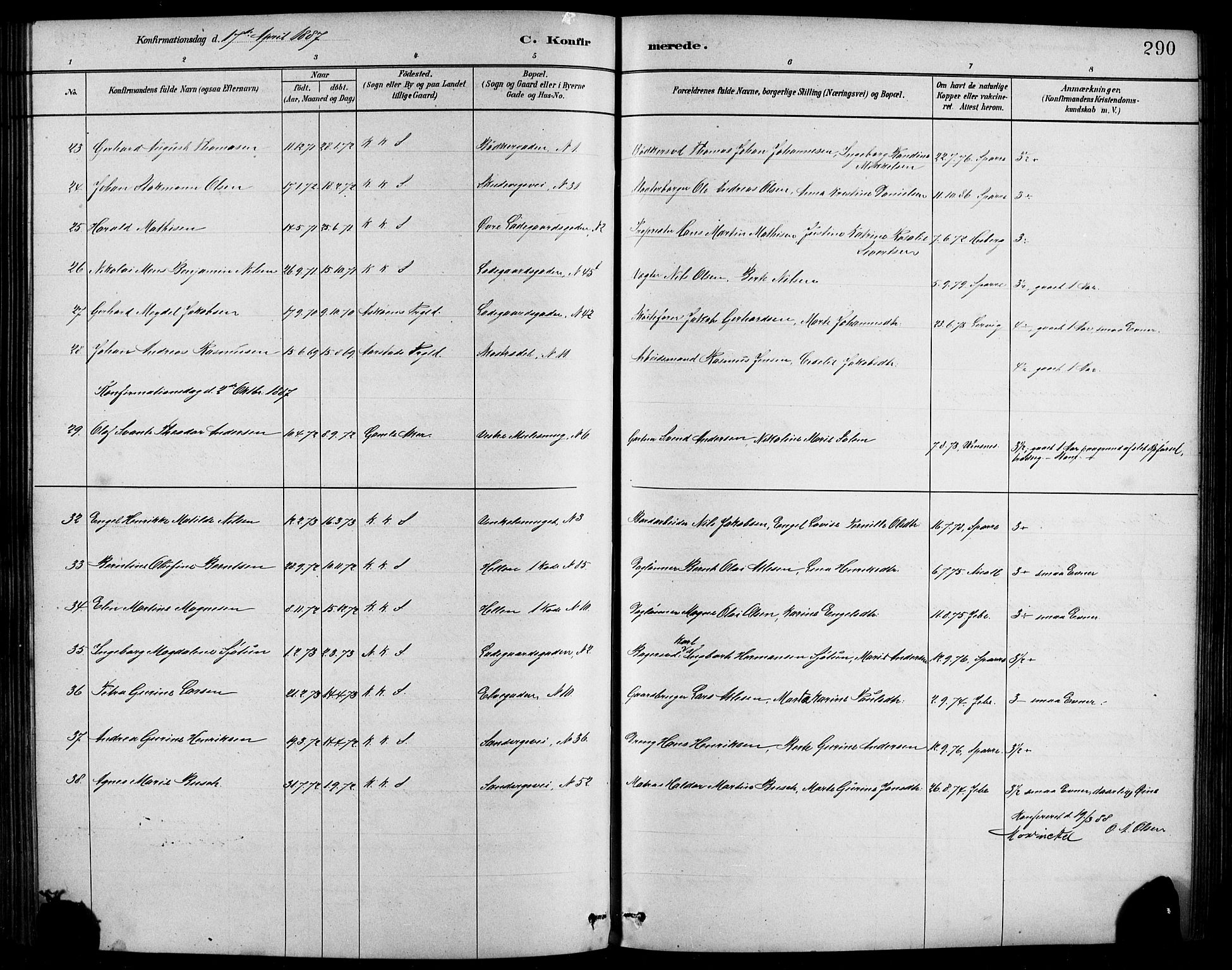 Sandviken Sokneprestembete, AV/SAB-A-77601/H/Hb/L0001: Parish register (copy) no. A 2, 1879-1892, p. 290