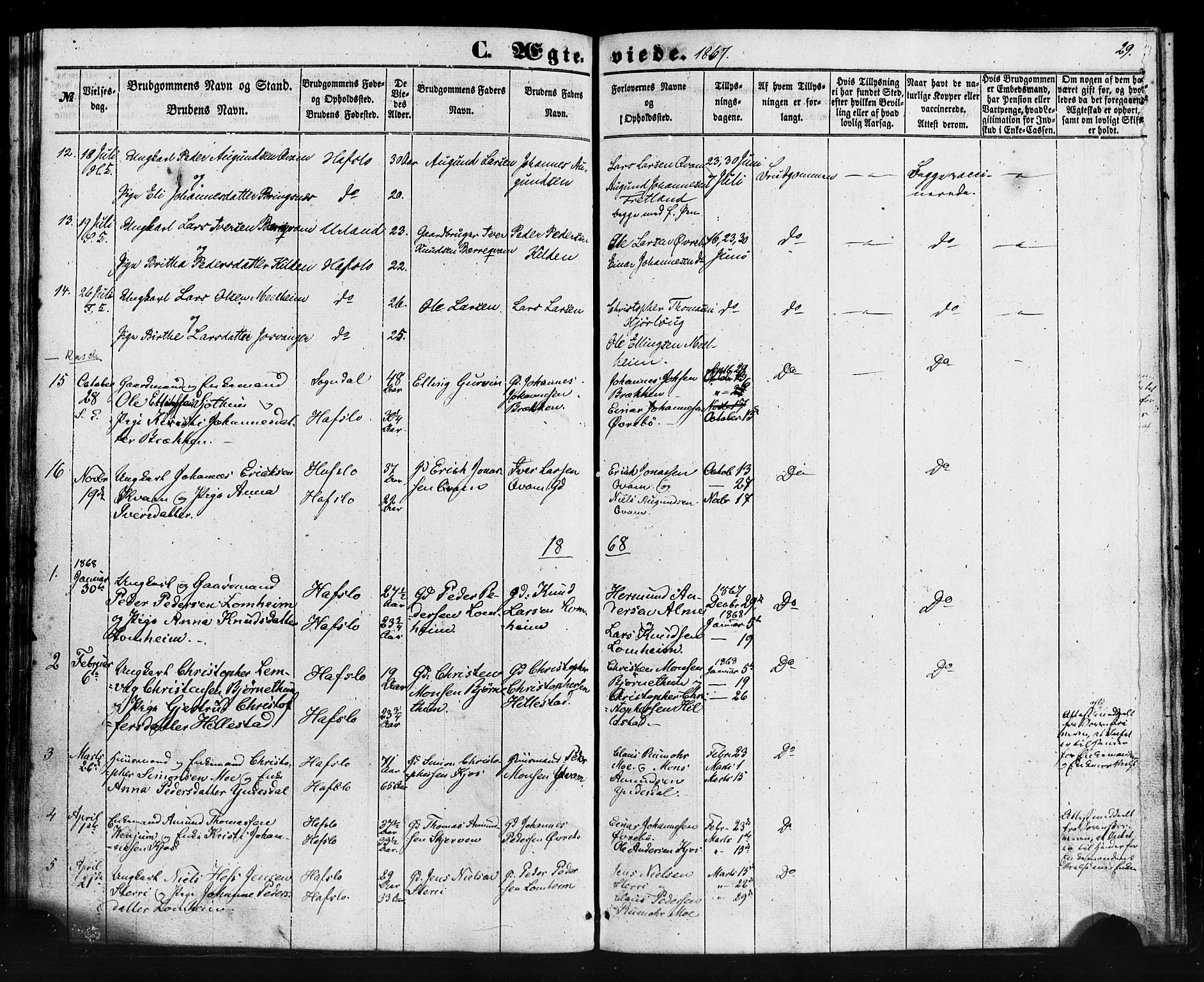 Hafslo sokneprestembete, AV/SAB-A-80301/H/Haa/Haaa/L0013: Parish register (official) no. A 13, 1854-1879, p. 29