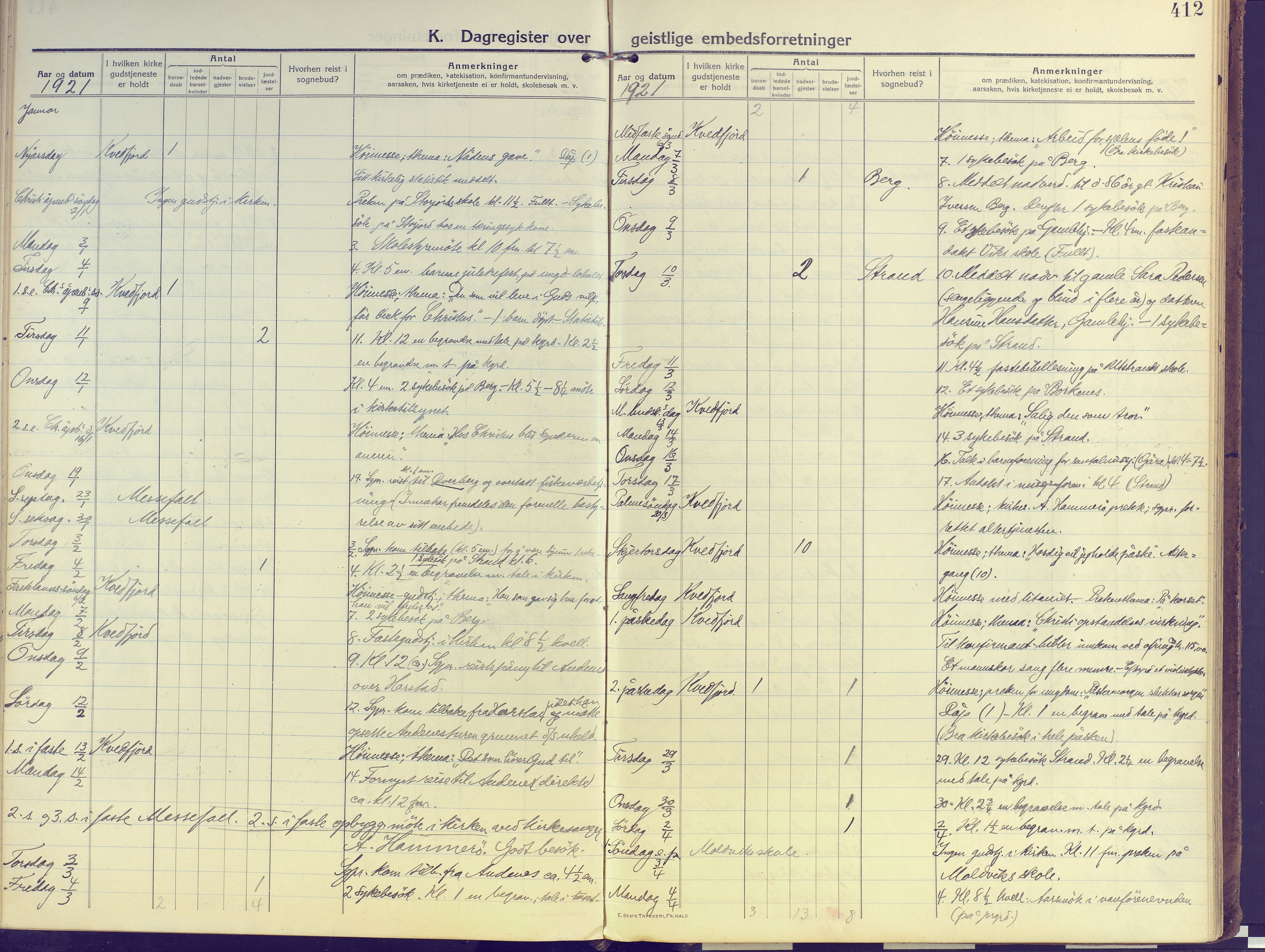 Kvæfjord sokneprestkontor, SATØ/S-1323/G/Ga/Gaa/L0007kirke: Parish register (official) no. 7, 1915-1931, p. 412