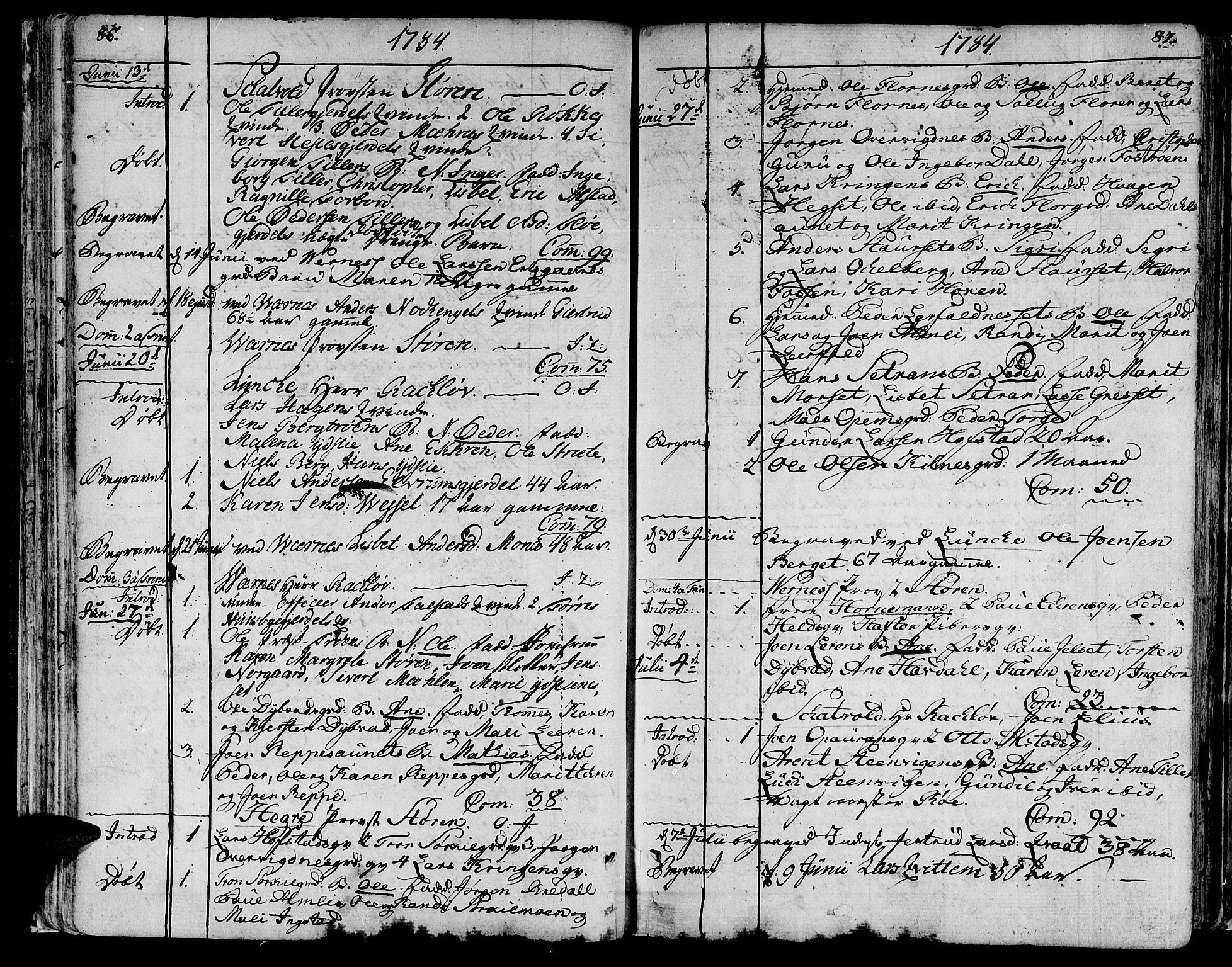 Ministerialprotokoller, klokkerbøker og fødselsregistre - Nord-Trøndelag, SAT/A-1458/709/L0059: Parish register (official) no. 709A06, 1781-1797, p. 86-87