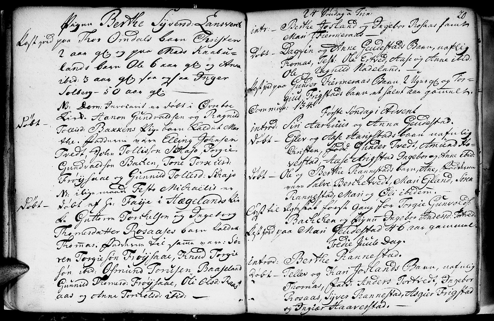 Evje sokneprestkontor, SAK/1111-0008/F/Fa/Fac/L0002: Parish register (official) no. A 2, 1765-1816, p. 20