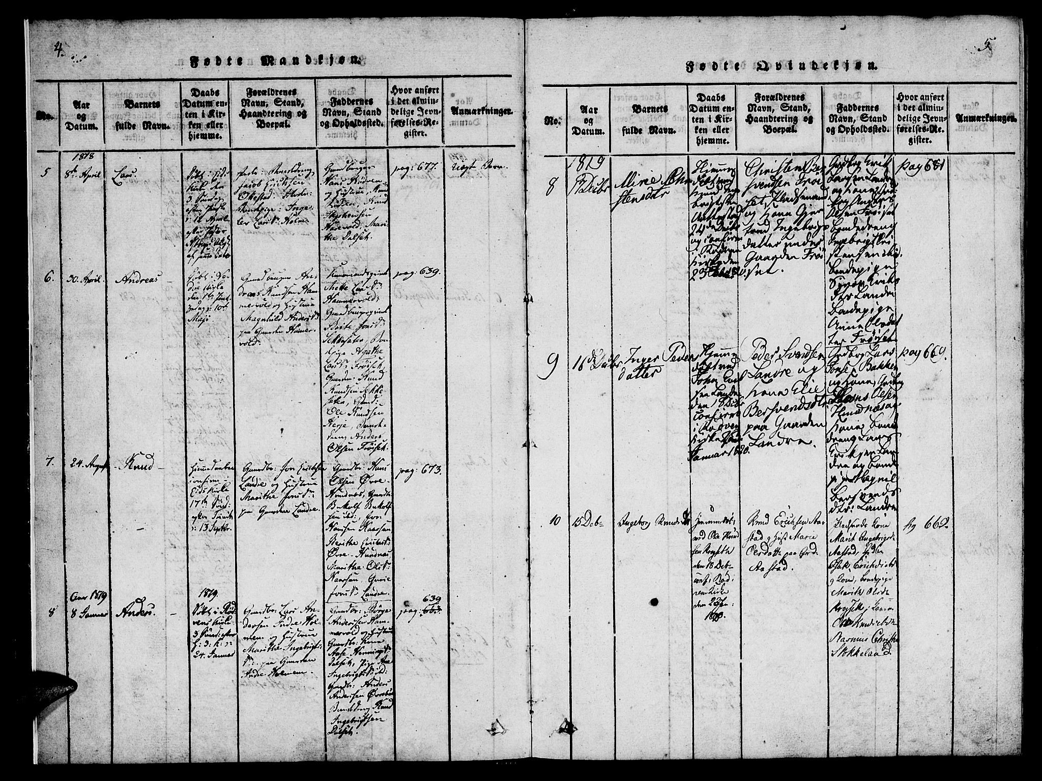 Ministerialprotokoller, klokkerbøker og fødselsregistre - Møre og Romsdal, AV/SAT-A-1454/548/L0612: Parish register (official) no. 548A01, 1818-1846, p. 4-5