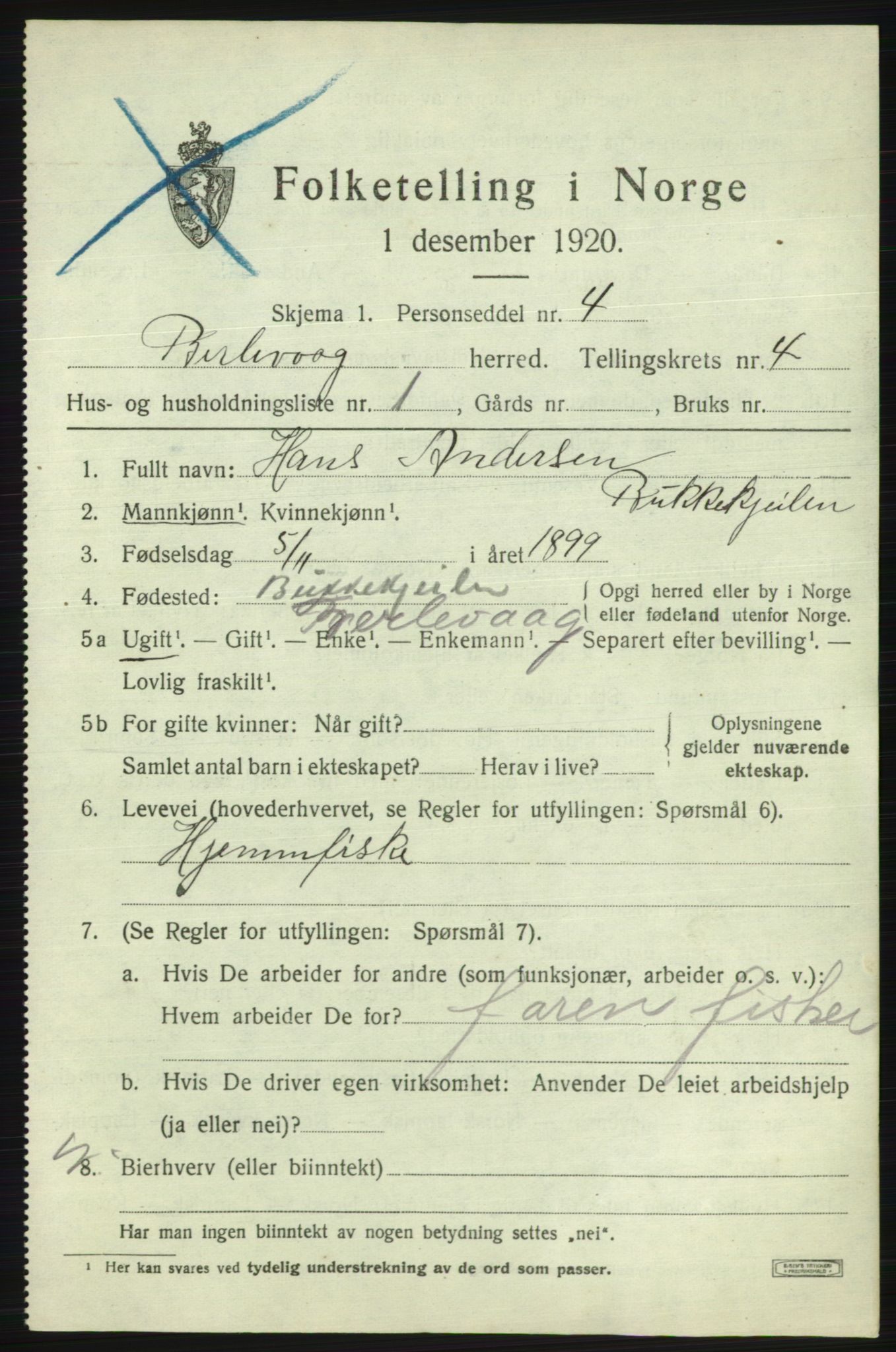 SATØ, 1920 census for Berlevåg, 1920, p. 2483