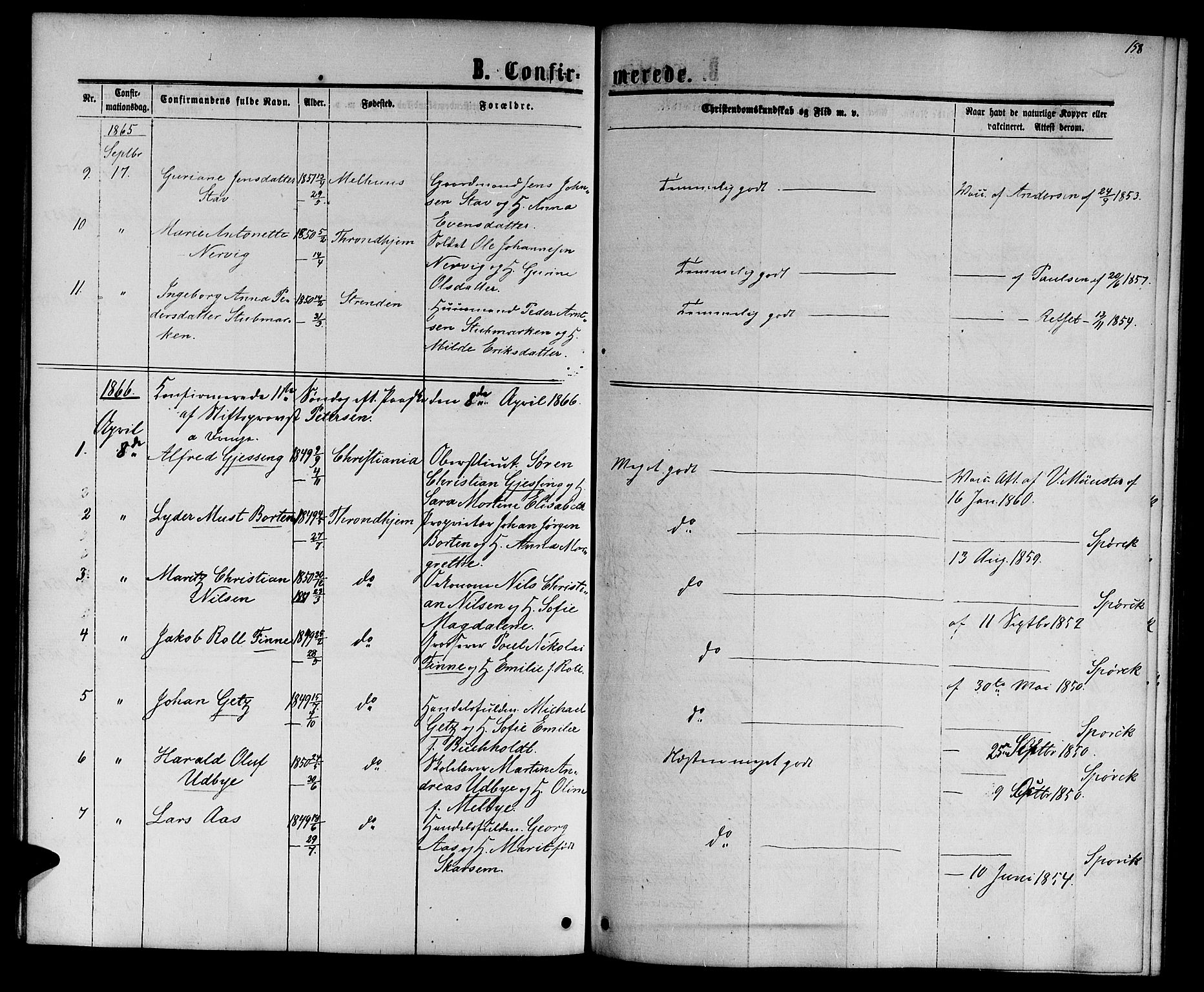 Ministerialprotokoller, klokkerbøker og fødselsregistre - Sør-Trøndelag, SAT/A-1456/601/L0087: Parish register (copy) no. 601C05, 1864-1881, p. 158