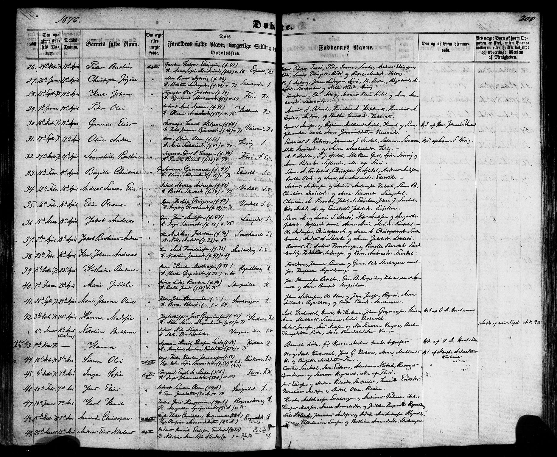 Kinn sokneprestembete, SAB/A-80801/H/Haa/Haaa/L0006: Parish register (official) no. A 6, 1857-1885, p. 200