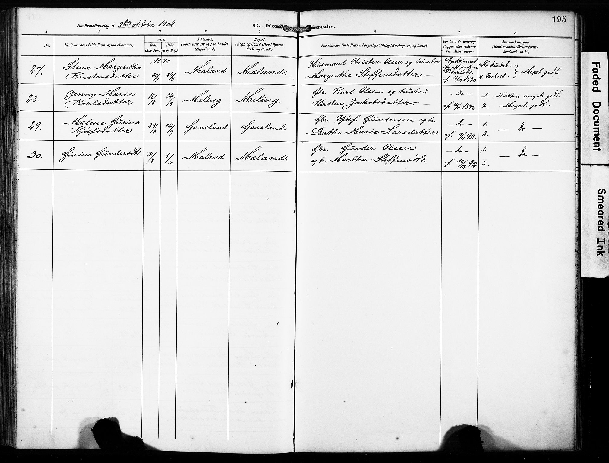Finnås sokneprestembete, SAB/A-99925/H/Ha/Haa/Haac/L0002: Parish register (official) no. C 2, 1895-1904, p. 195