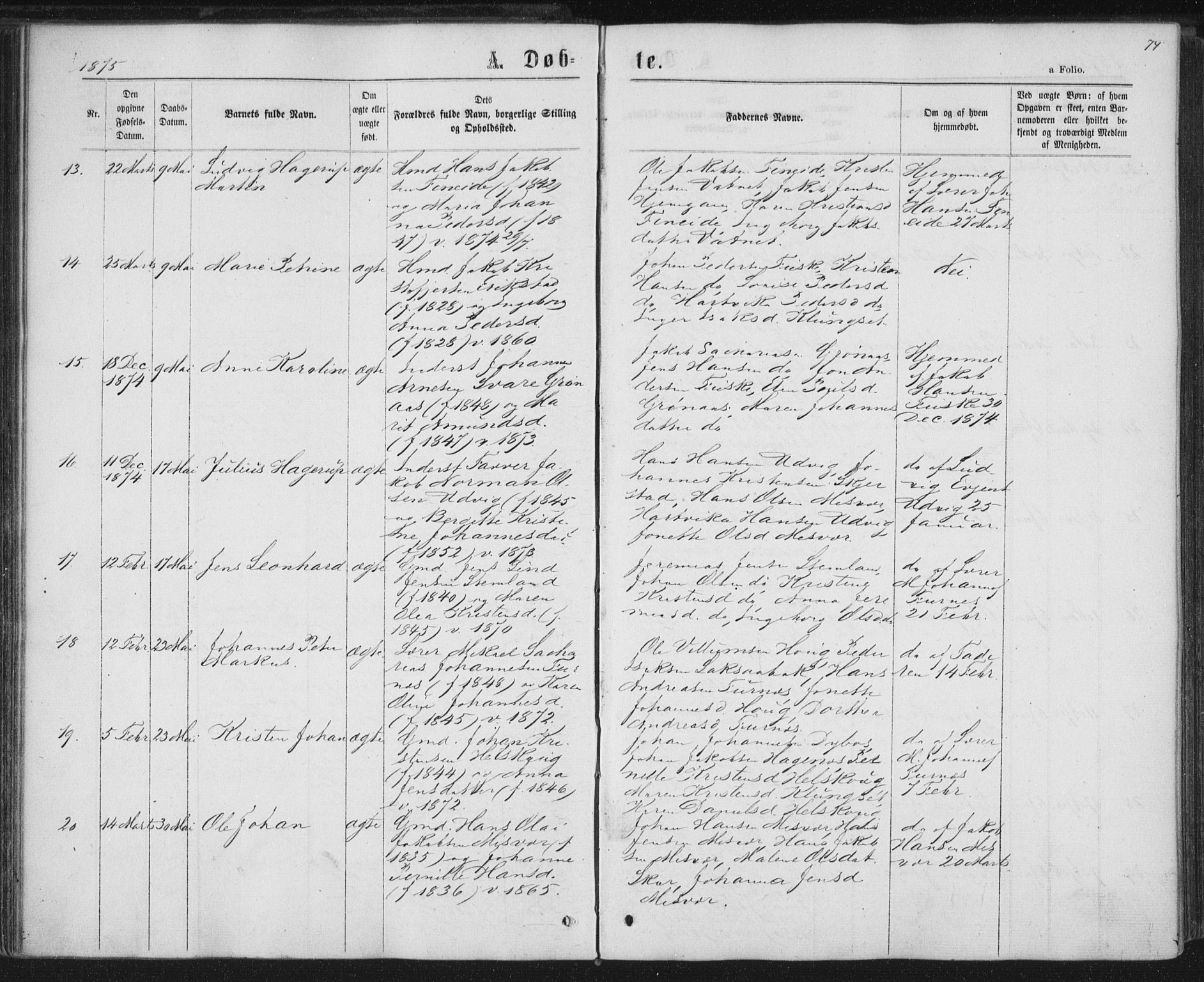 Ministerialprotokoller, klokkerbøker og fødselsregistre - Nordland, AV/SAT-A-1459/852/L0739: Parish register (official) no. 852A09, 1866-1877, p. 74