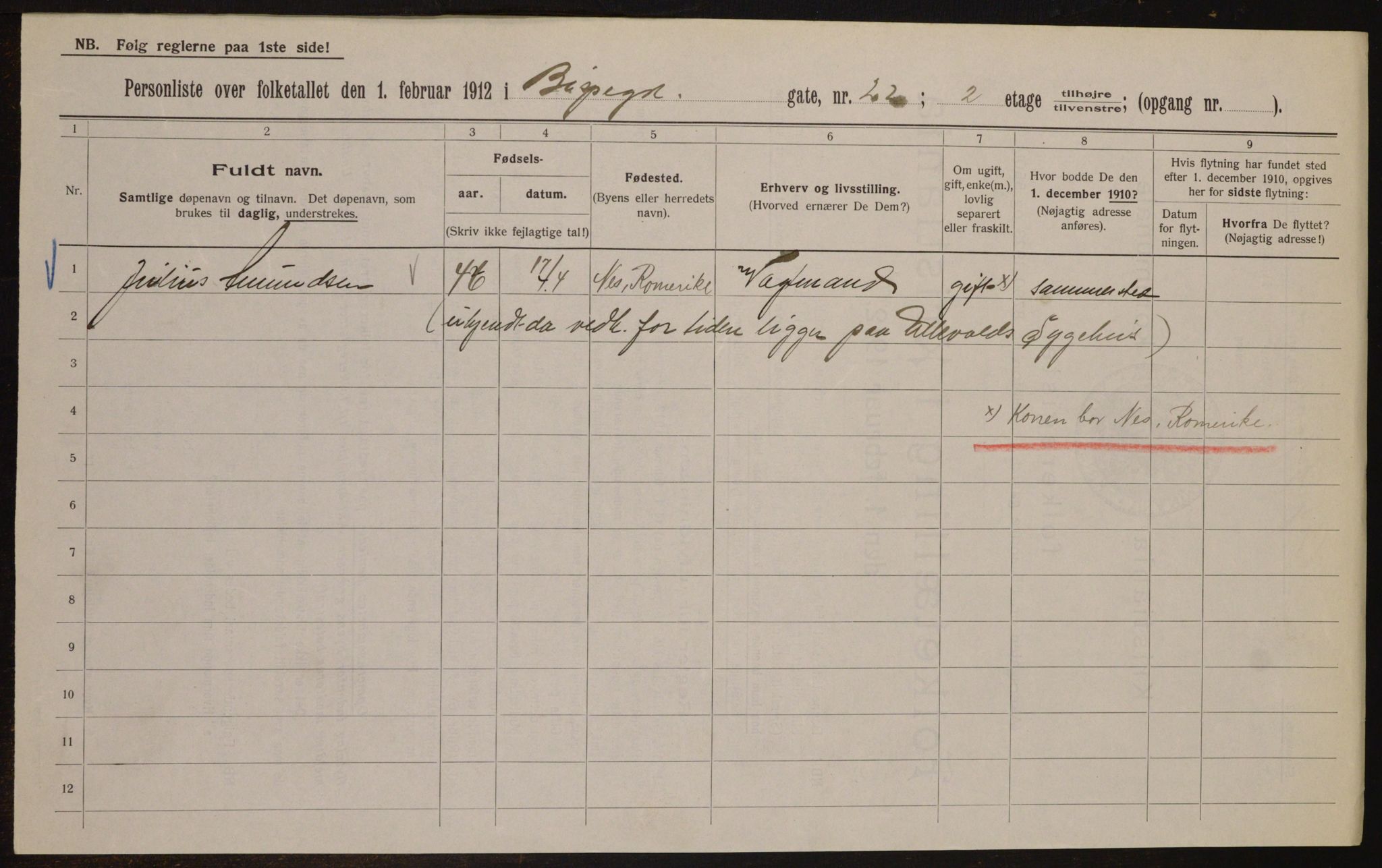 OBA, Municipal Census 1912 for Kristiania, 1912, p. 5205