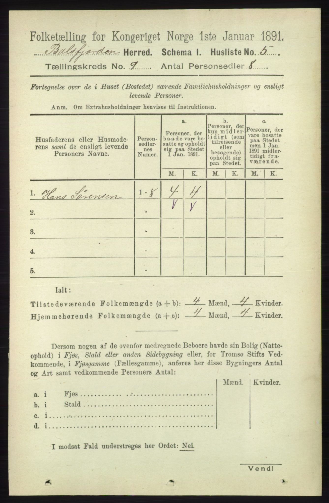 RA, 1891 census for 1933 Balsfjord, 1891, p. 3082