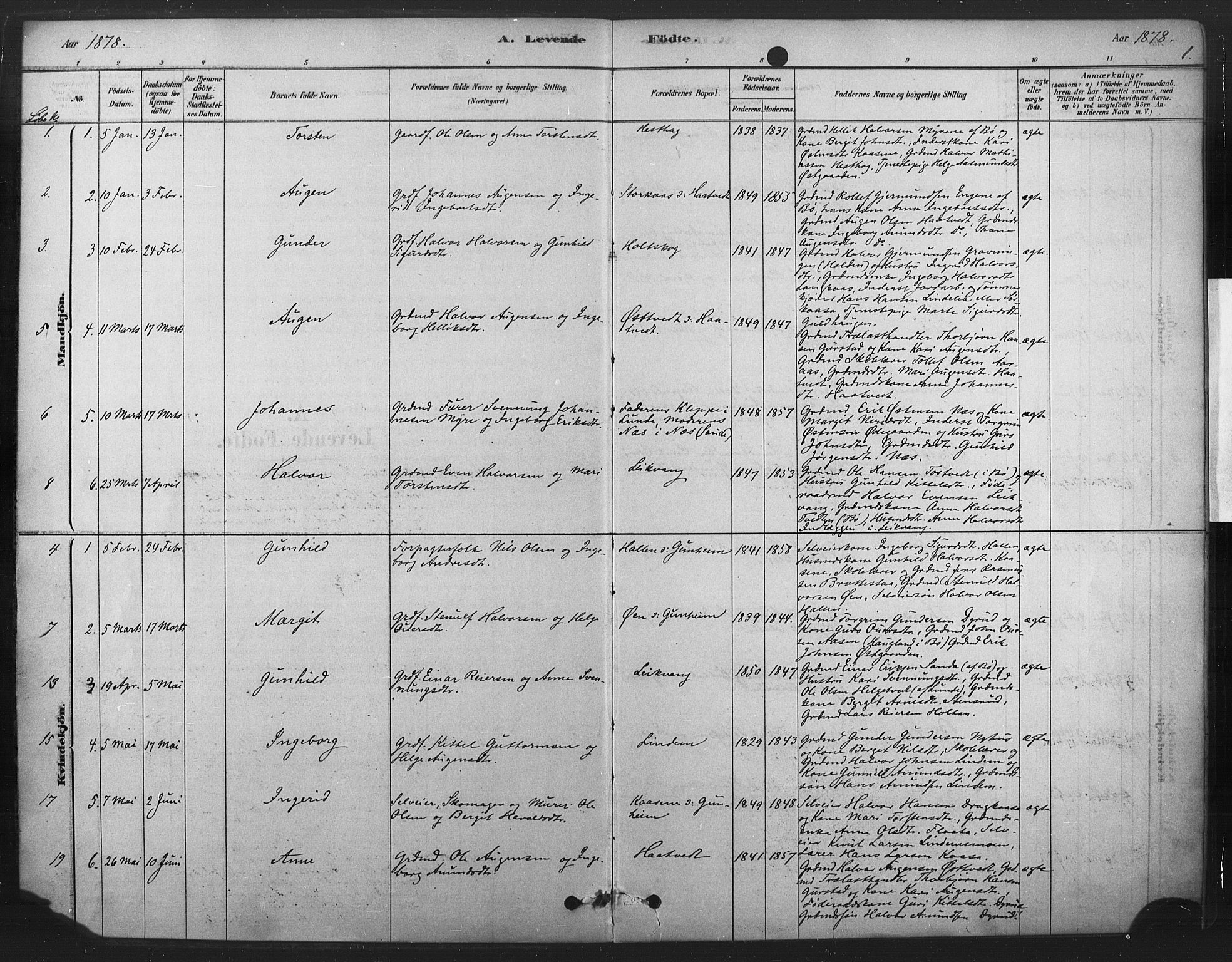 Sauherad kirkebøker, AV/SAKO-A-298/F/Fb/L0002: Parish register (official) no. II 2, 1878-1901, p. 1