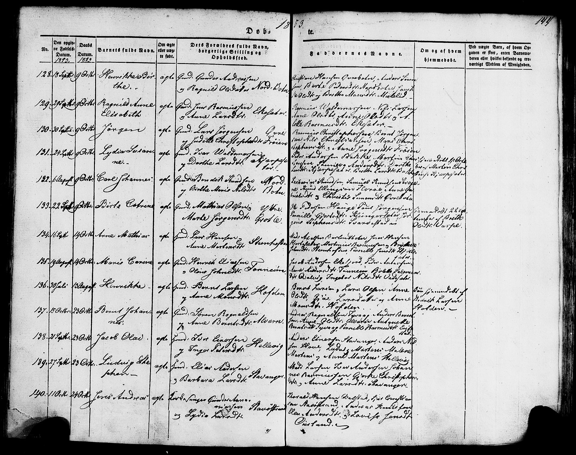 Kinn sokneprestembete, AV/SAB-A-80801/H/Haa/Haaa/L0005: Parish register (official) no. A 5, 1841-1857, p. 144