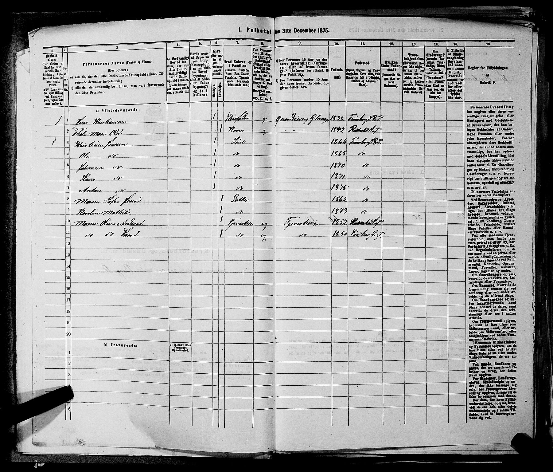 RA, 1875 census for 0125P Eidsberg, 1875, p. 1366